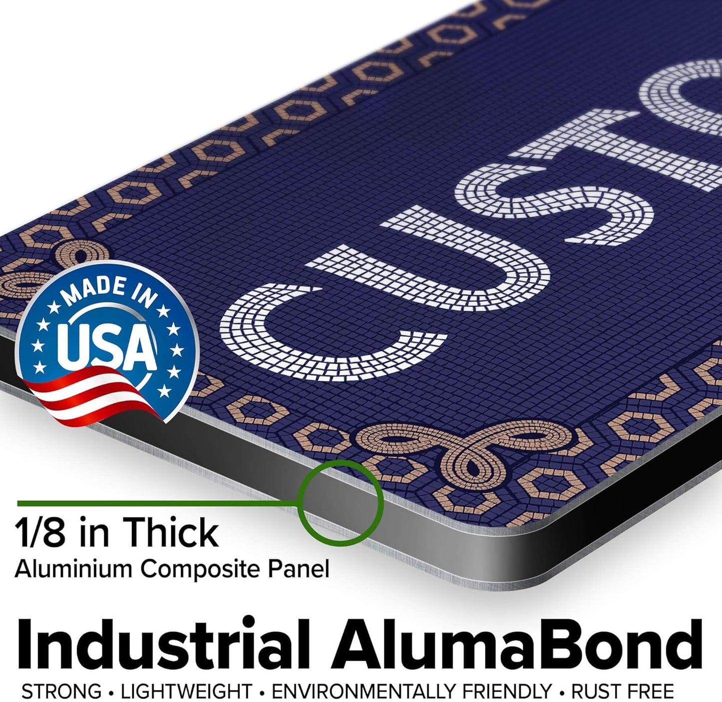 Custom Sign, Custom Street Sign, 11 Font Colors, 13 Font Styles, 4 Hole Options, 22 Sizes, 6x18 Inches, Rust Free DiBound, Fade Resistant, Made in USA by My Sign Center (Fauxsaic 1)