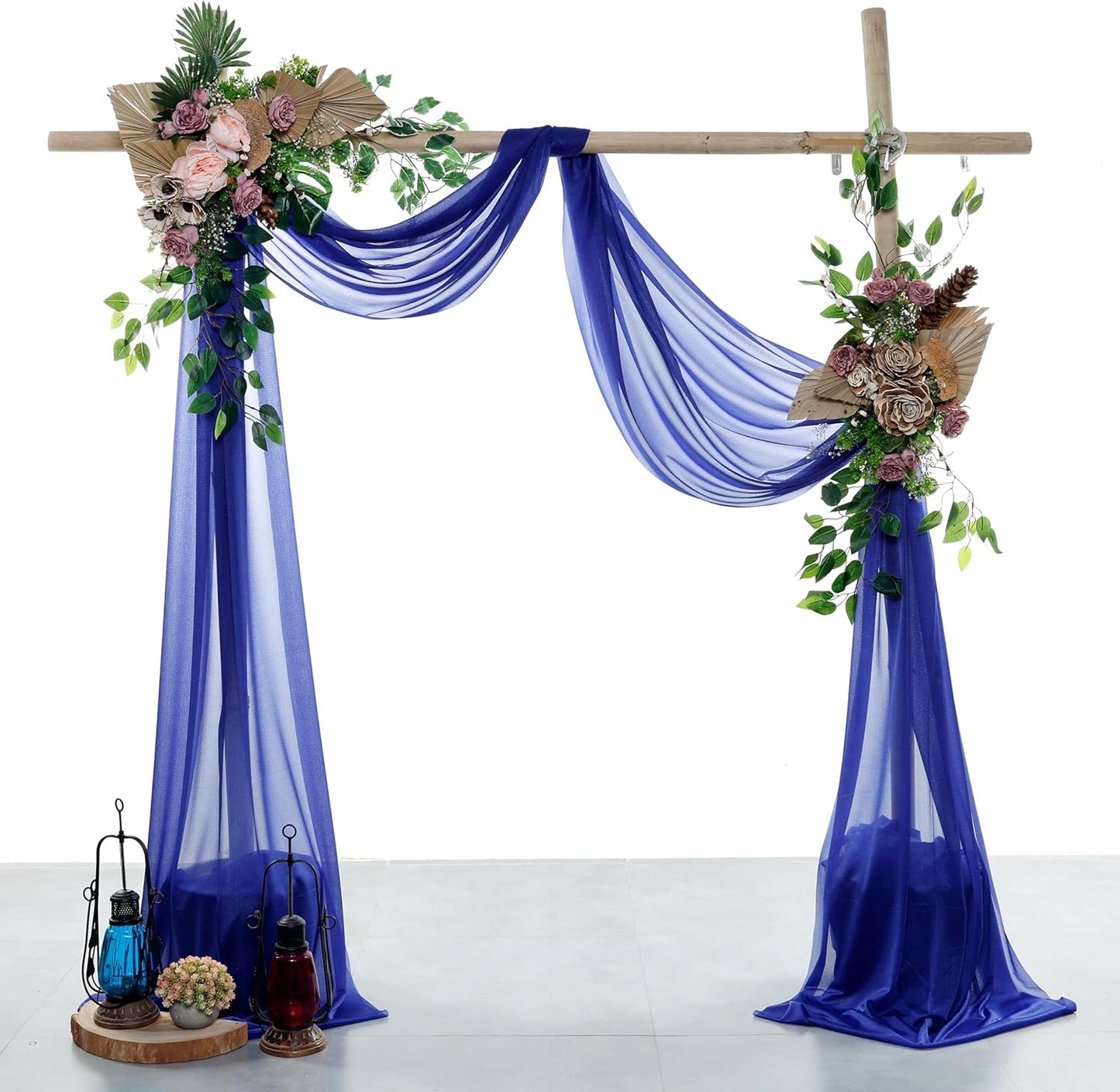 VDS Pack of 1 Panel (30 Inch X 40 Feet) Wedding Arch Draping Fabric Sheer Chiffon Fabric Drapery for Wedding Ceremony Reception Swag Backdrop Canopy Chuppah ARBO Altars Decoration (Royal Blue)