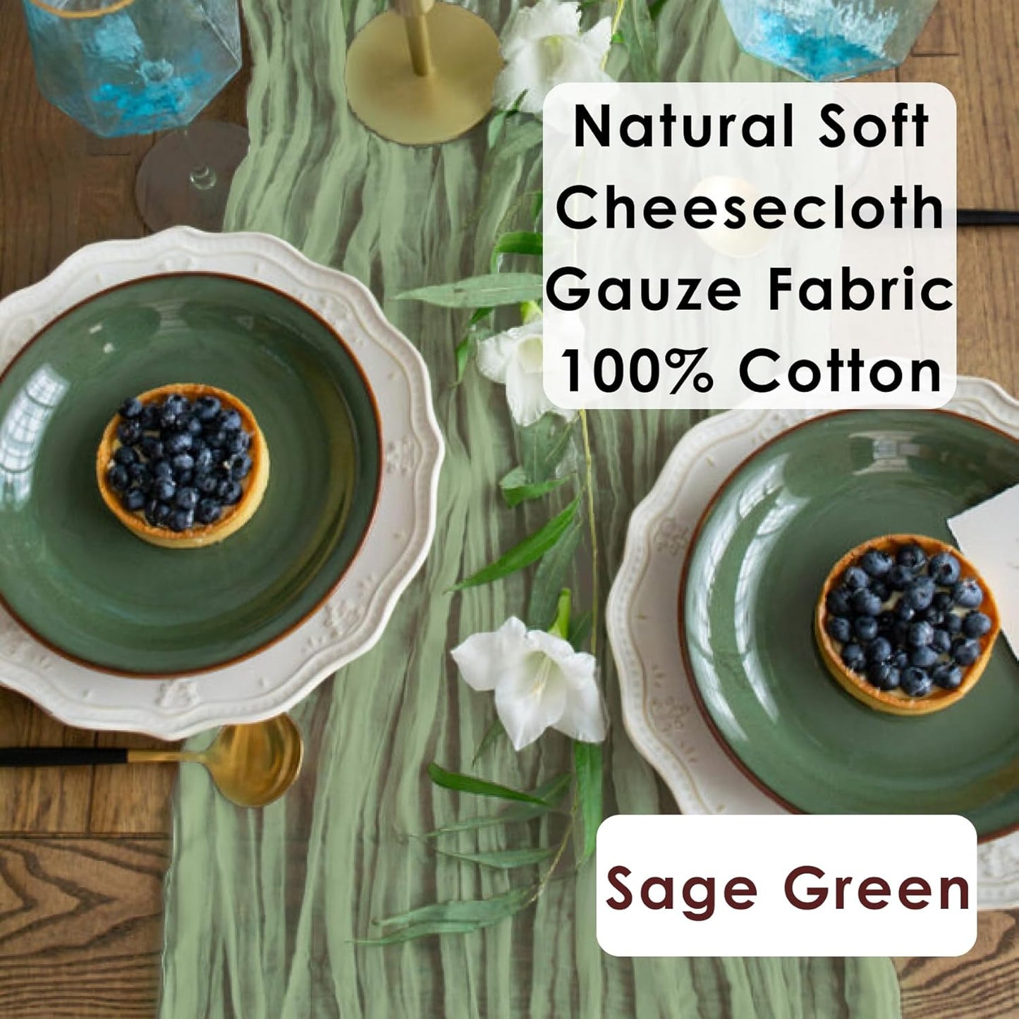 Gauze Table Runner Bulk sage Green Set of 2 Items, 12 ft Cheesecloth Runner for Table Rustic Table Runner 142 in for Boho Wedding Table Linen Cheesecloth Runner sage Green Party Décor