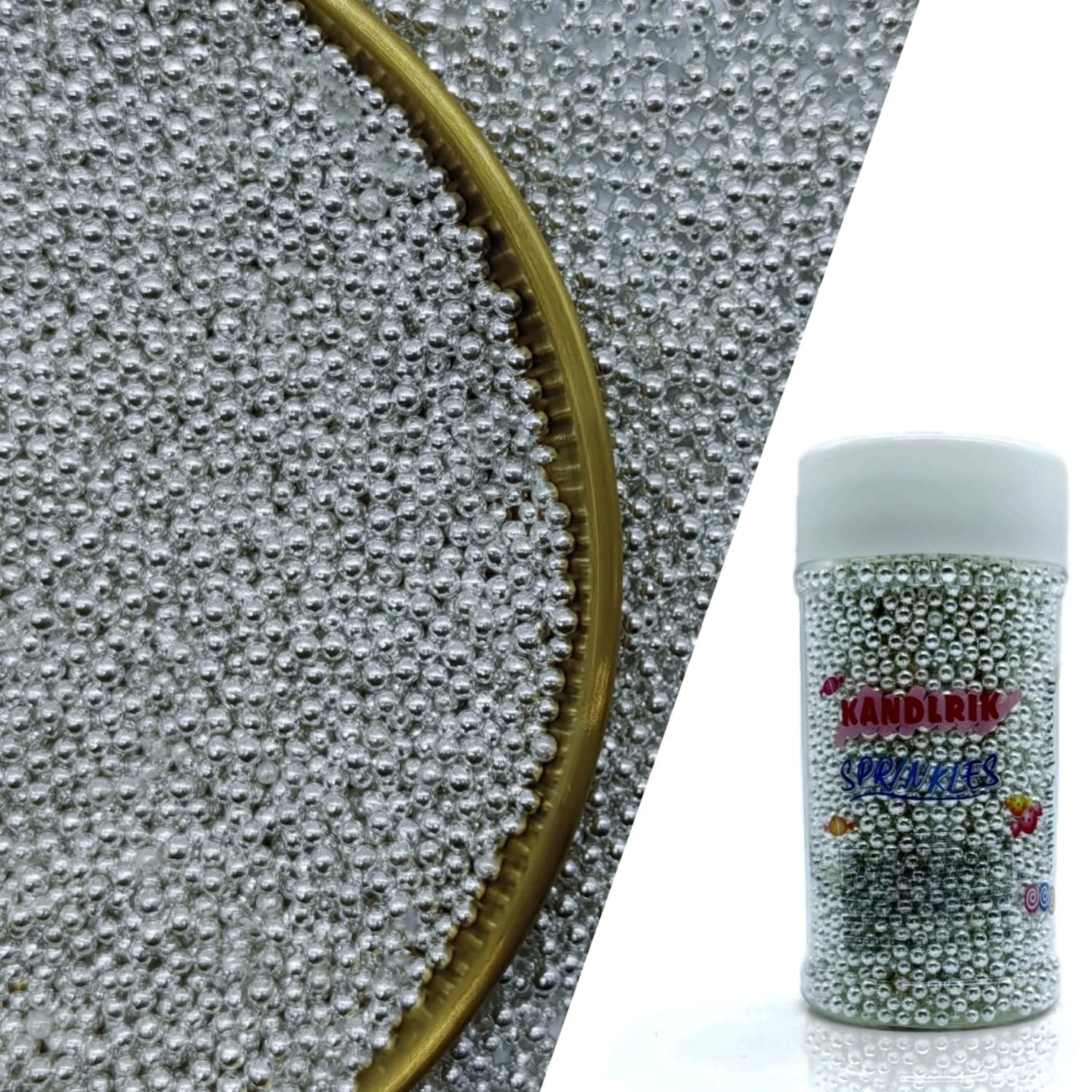 Edible Silver Pearl Sugar Sprinkles Candy 2mm Mini Pearls Cake Decorations Cupcake Toppers Cookie Decorating Perfect for Wedding Party Valentine Halloween Christmas Supplies 3OZ