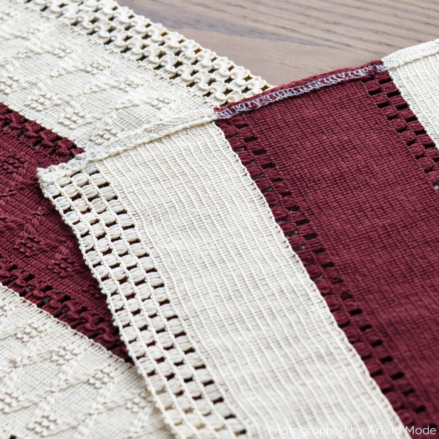 Artoid Mode Red Farmhouse Rustic Table Runner, Seasonal Holiday Hollow Kitchen Dining Table Decoration for Home Party Decor 12x90 Inch