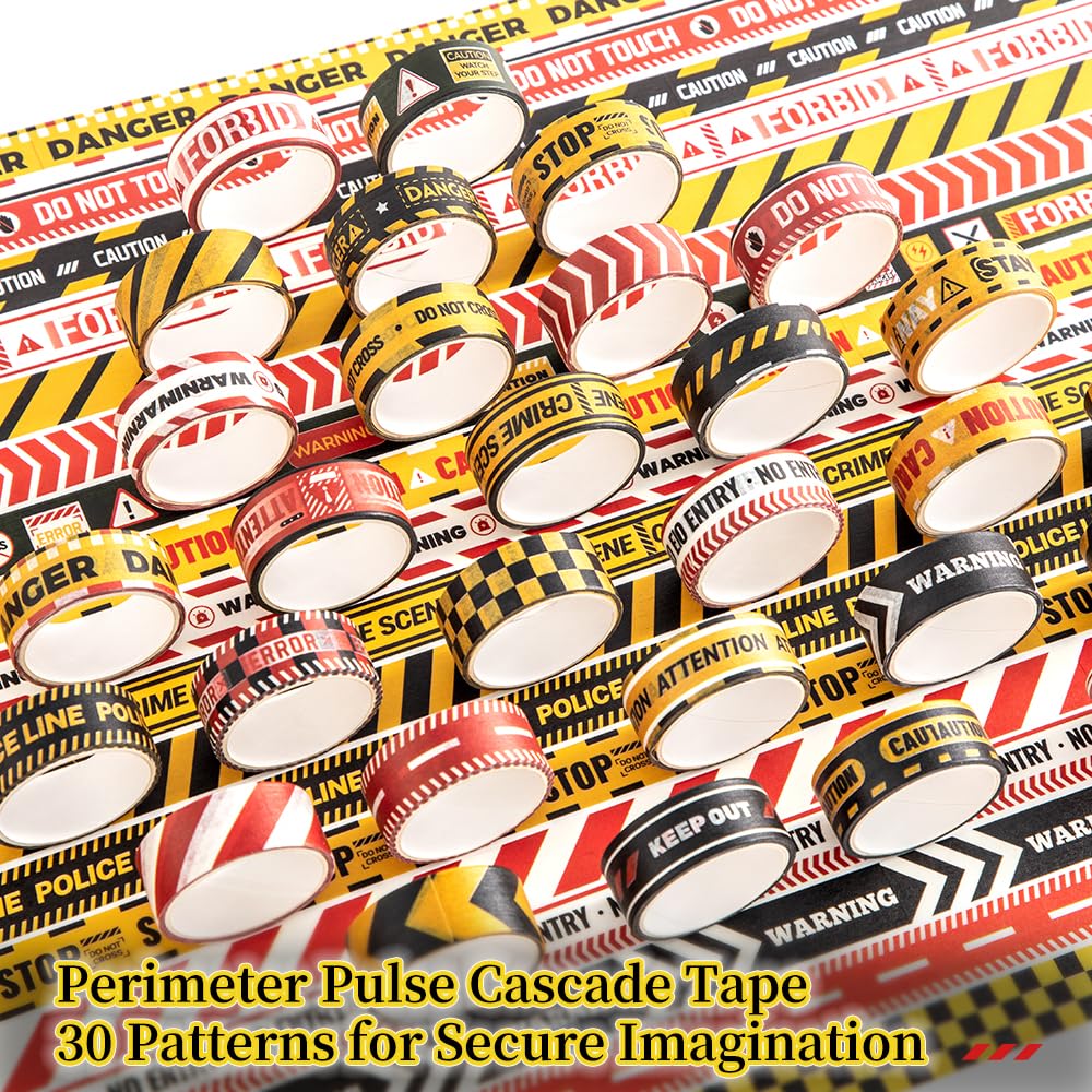 30 Rolls Warning line Theme Washi Tape Set, Writable Decorative Tapes for Scrapbooking, Bible Journaling, Bullet Journaling, 0.6"x79" per Roll