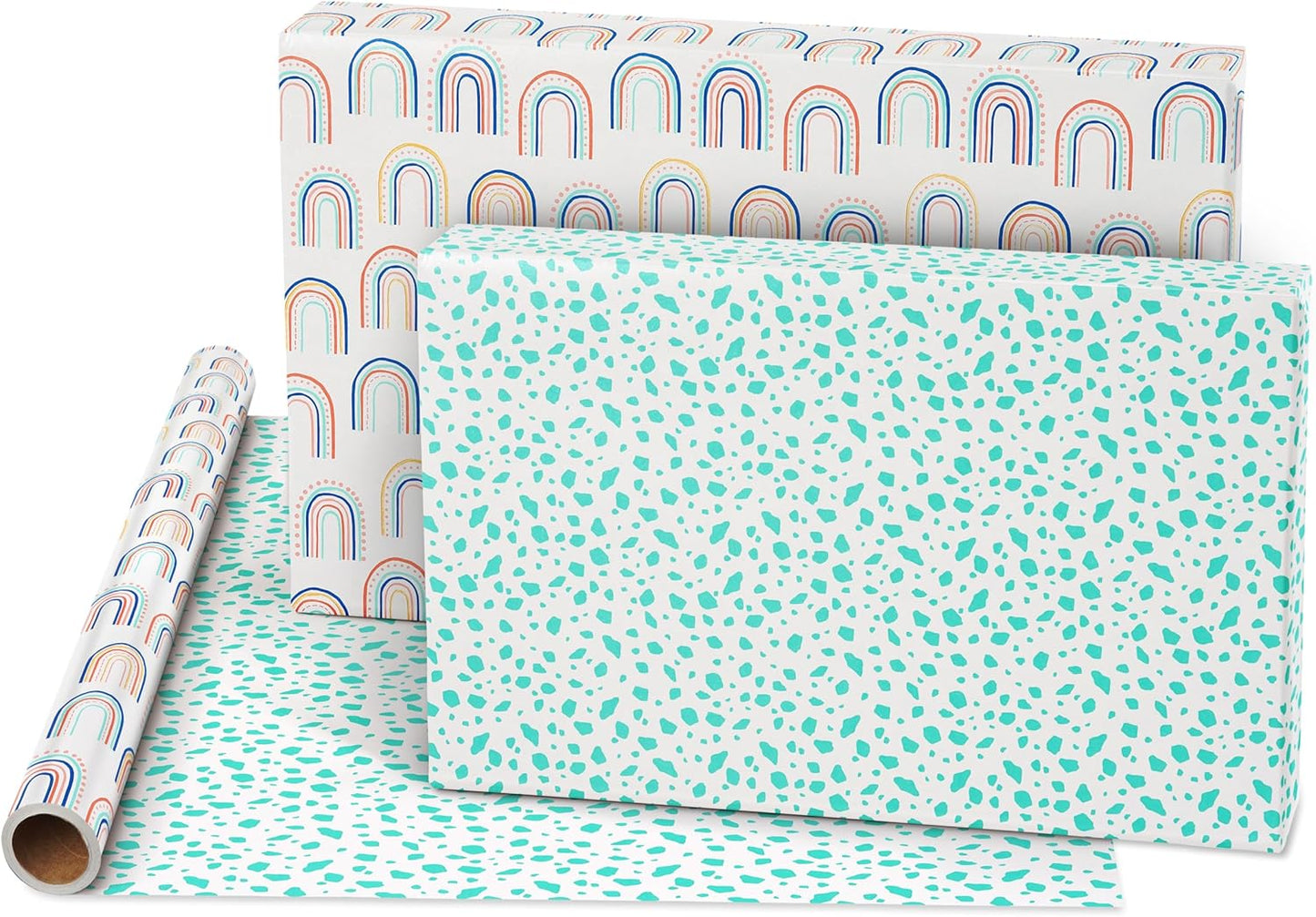 American Greetings 160 sq. ft. Reversible Wrapping Paper Bundle for Birthdays, Anniversaries, Weddings and All Occasions, Sprinkles and Daisies (4 Rolls, 30 in. x 16 ft.)