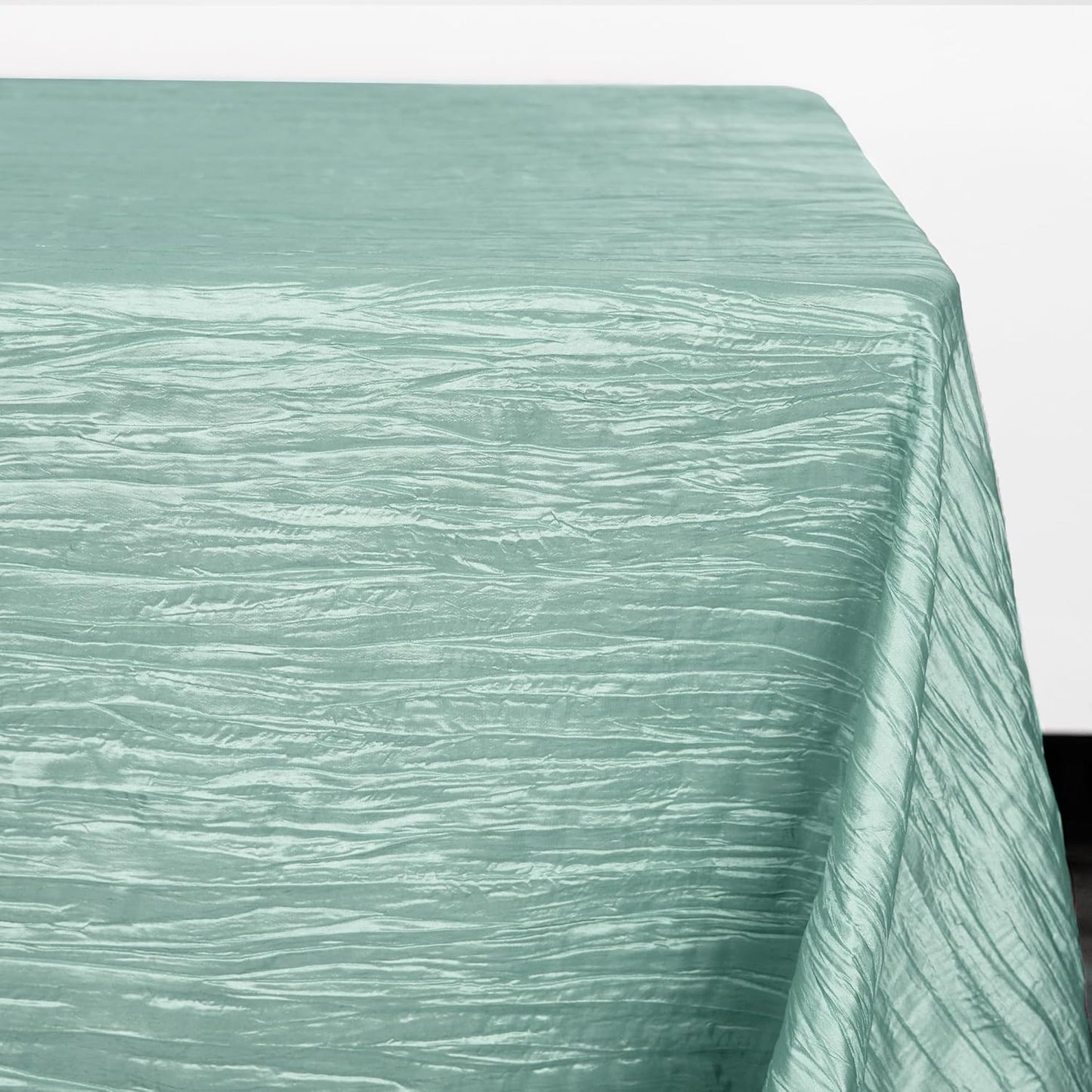 YOUR CHAIR COVERS - 90 x 132 inch Rectangular Crinkle Taffeta Tablecloth - Robin Egg, Rectangle Table Linens for 6 ft Rectangular Tables, Wedding Crushed Table Cloth