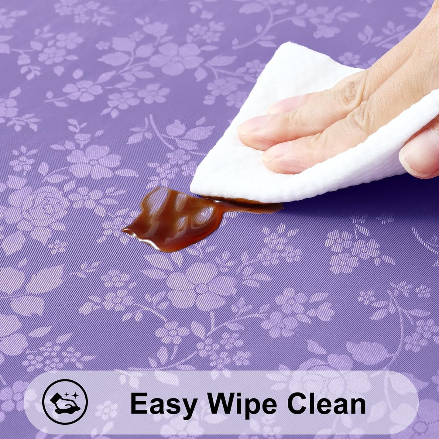 Smiry Rectangle Table Cloth, Waterproof Heavy Duty Vinyl Tablecloths, Wipeable Washable Table Cover for Kitchen and Dining Room (Purple, 52" X 70")