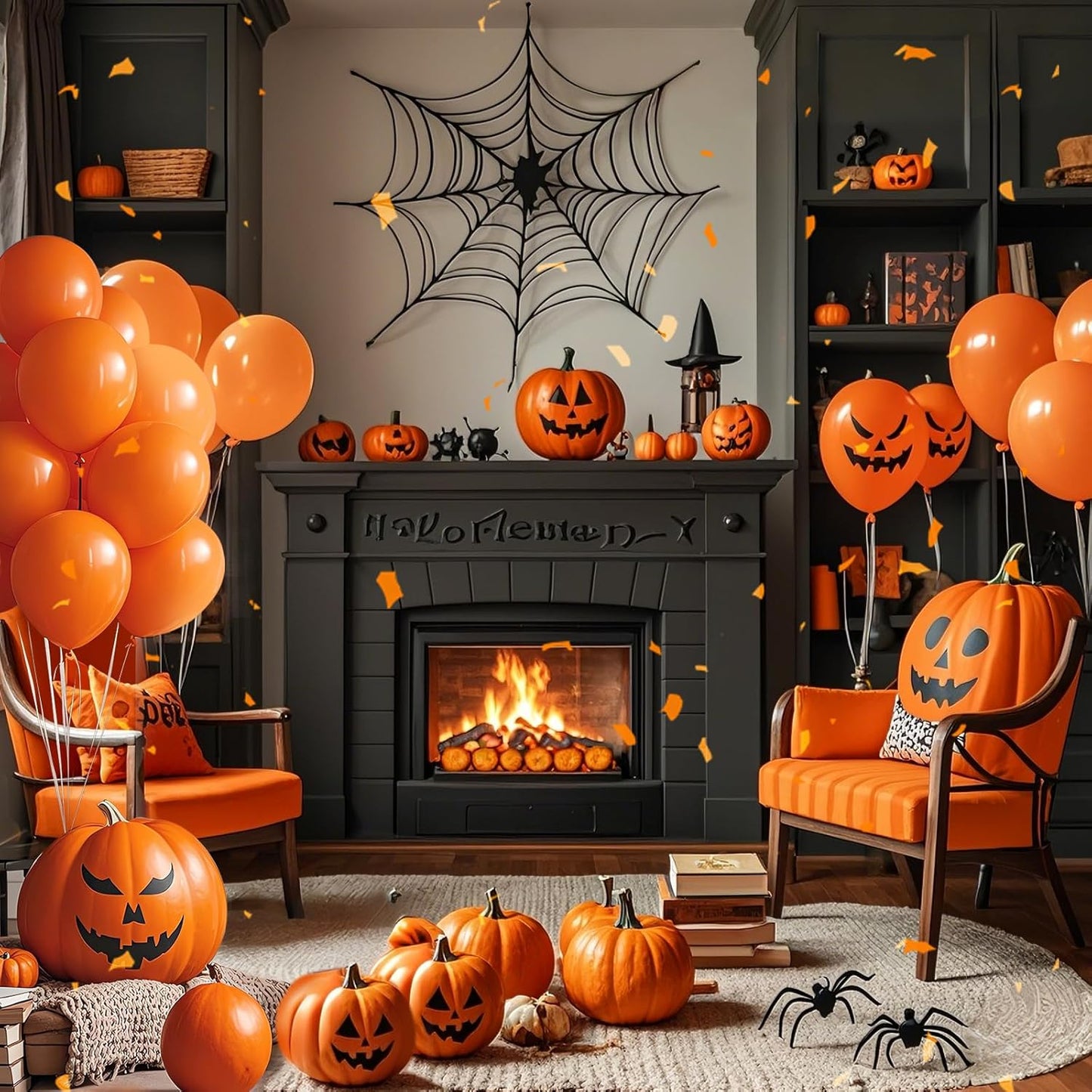 Orange Balloons, Latex Party Balloons with Ribbons, 100 Pack 12 inch Orange Round Helium Balloons for Autumn Wedding, Graduation,Birthday,Halloween Party Decorations and Spooky Party