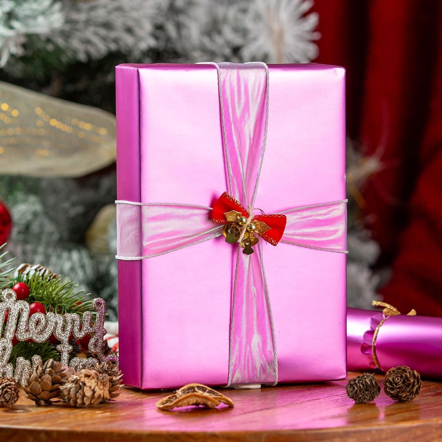 Garbendy Purple Wrapping Paper - Solid Color Metallic Sparkle Paper Perfect for Birthday, Wedding, Baby Shower, Party - 17 Inch X 33 Feet