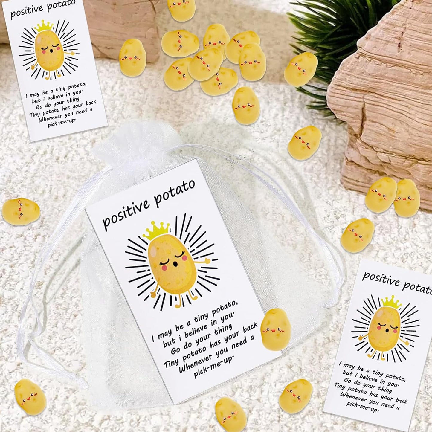 40 Set Positive Potato Bulk Employee Appreciation Gifts for Thank You Staff Back to School Student Teacher Coworker Nurse Pocket Gifts End of Year Student Gift Pun Inspirational Cards Office Gift