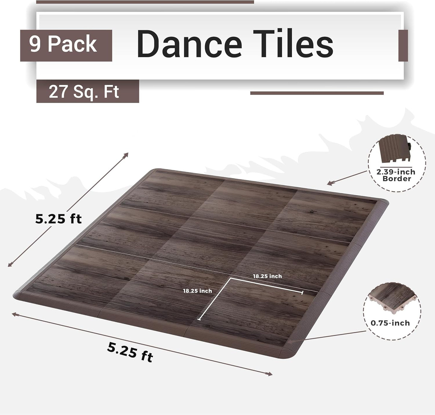 Dance Floor Tiles, Interlocking Dance Floor Tiles for Ballet, Tap, Jazz, and Irish Dance | Portable Dance Floor Tiles for Indoor Dance Flooring