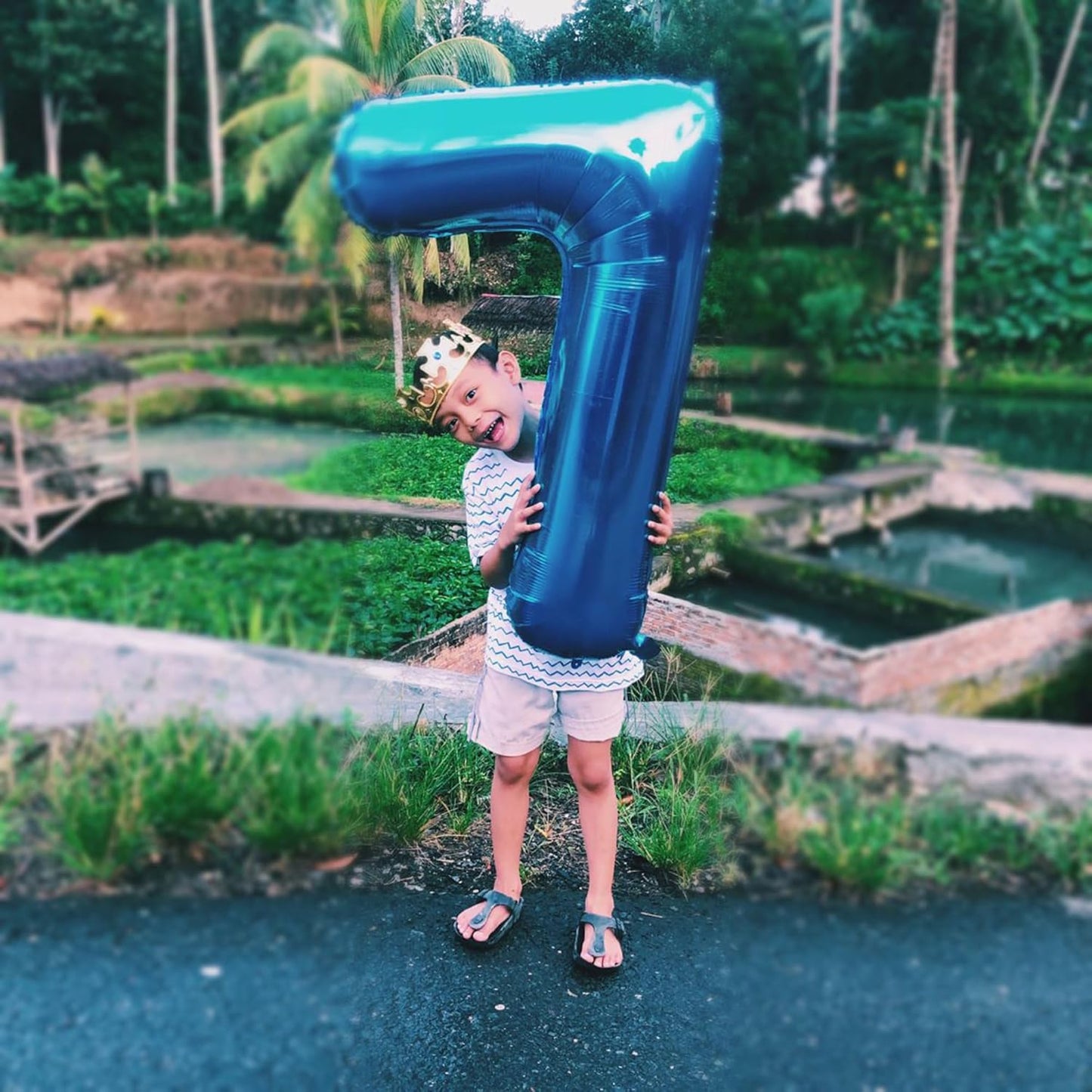 40 Inch Number 7 Balloons Foil Mylar Jumbo 7 Balloons for Boys girls Blue Digit 7 Balloon for Kids Decors 7 Year Old 17 27 37 70th Birthday Party Supplies Anniversary Events Decorations