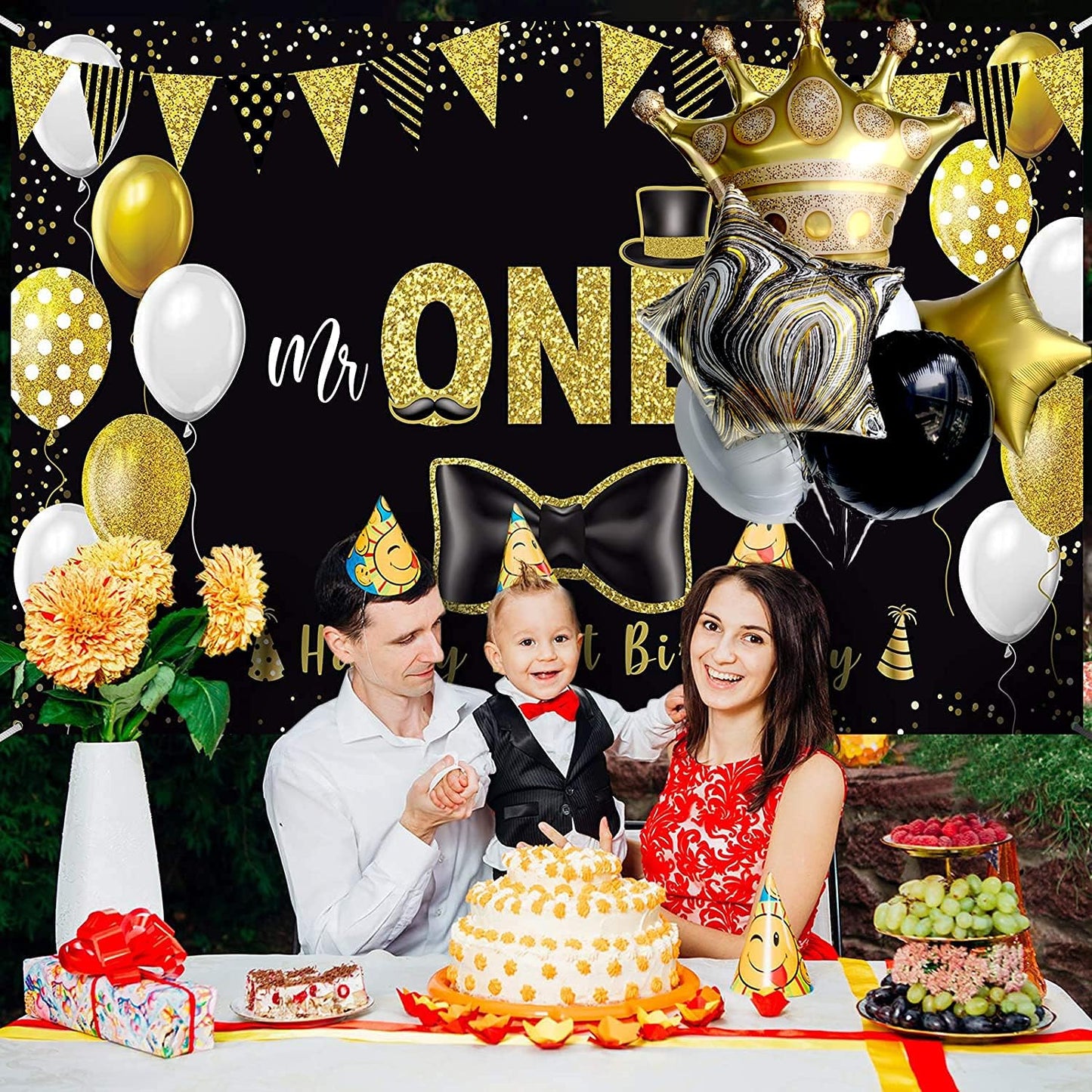 Black And Gold Large Crown Balloons Foil Helium Mylar Balloons Set For Baby Shower Birthday Bachelorette Party Decorations Wedding Anniversary Graduation Backdrop Party Supplies