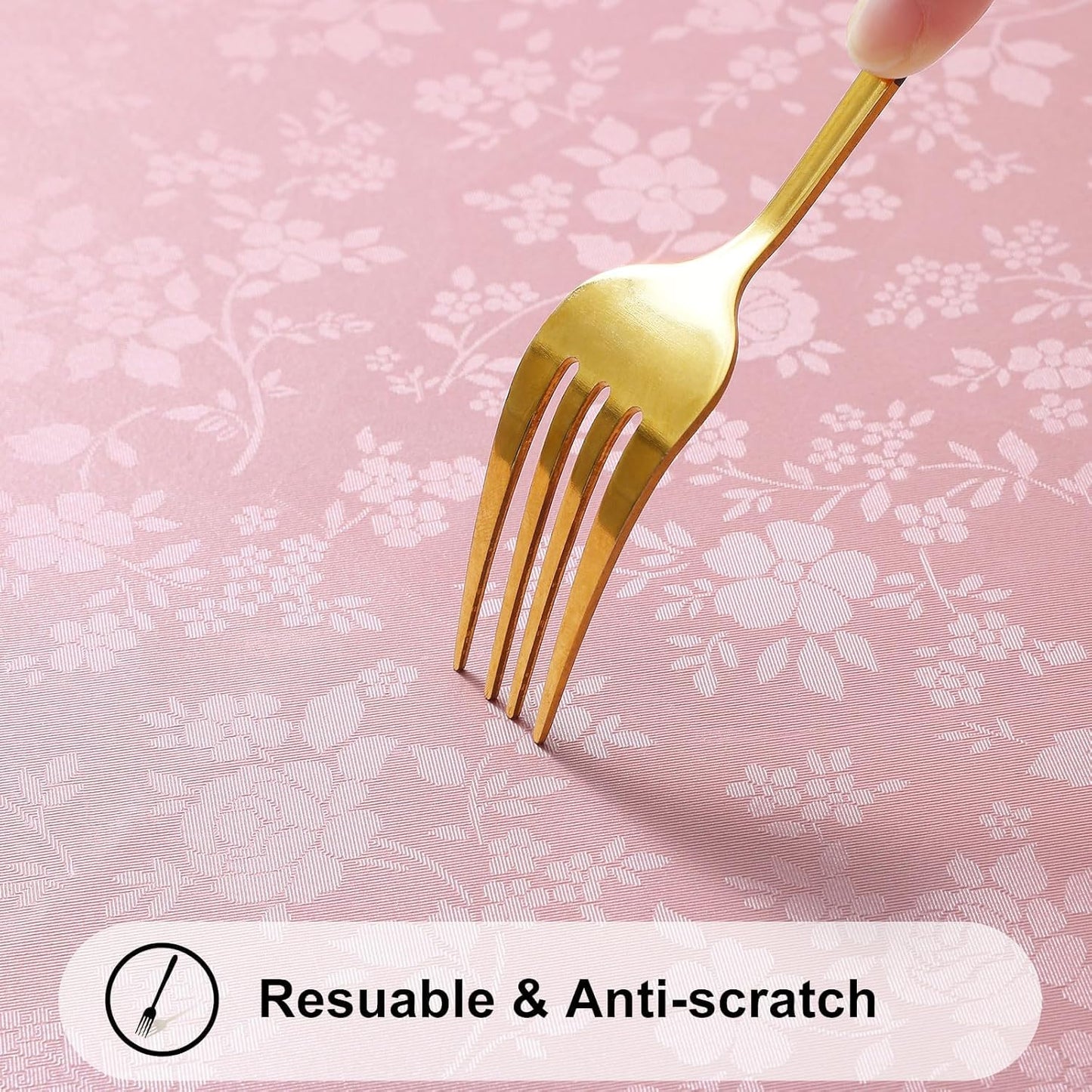 Smiry Rectangle Table Cloth, Waterproof Heavy Duty Vinyl Tablecloths, Wipeable Washable Table Cover for Kitchen and Dining Room (Pink, 60" Round)