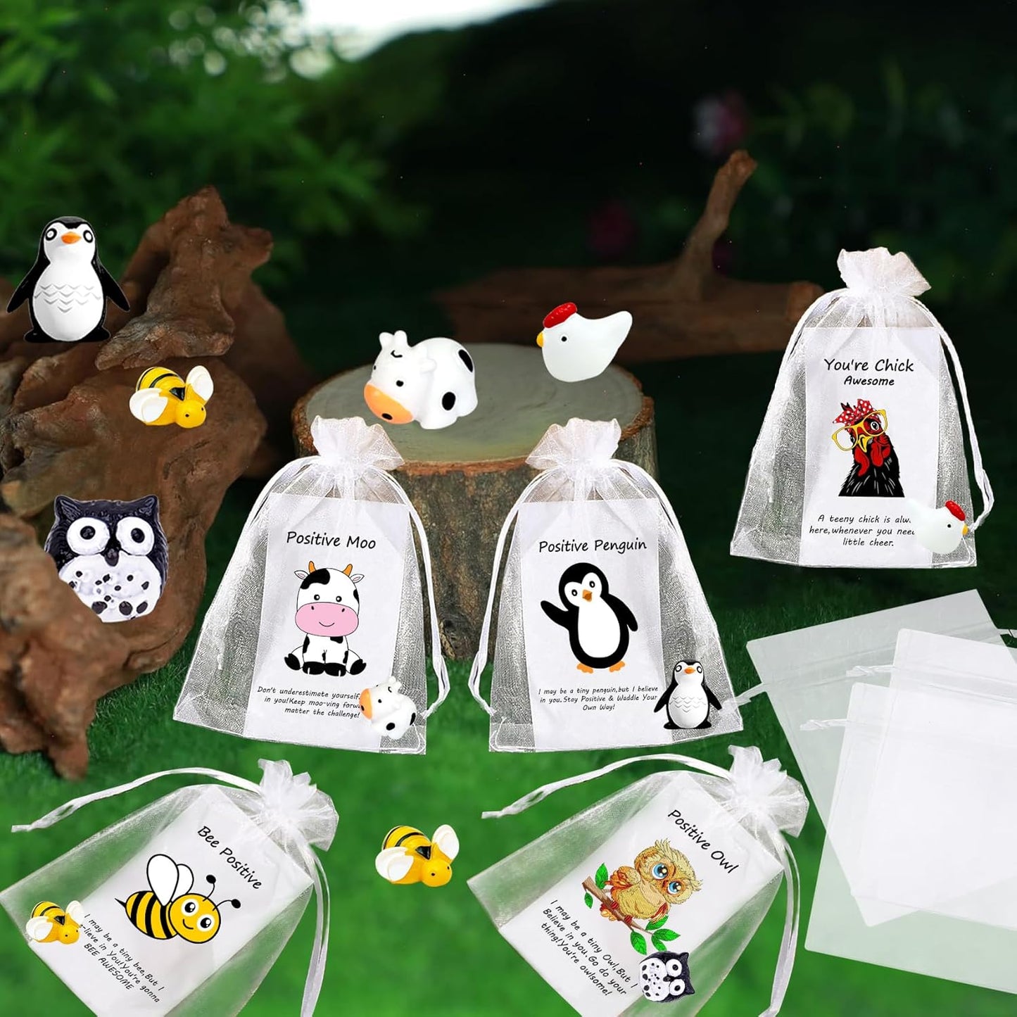 100 Set Employee Appreciation Gifts Bulk for Thank You Staff Back to School Student Teacher Office Coworker Nurse Pocket Gifts Animal Pun Inspirational Note Cards Penguin Rooster Bee Owl Cow Favors