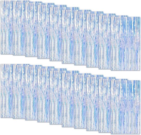 20 Pack Foil Curtain Backdrop Iridescent Metallic Tinsel Foil Fringe Curtains Photo Booth Props for Birthday Wedding Engagement Baby Shower Bachelorette Christmas Holiday Celebration Party Decoration