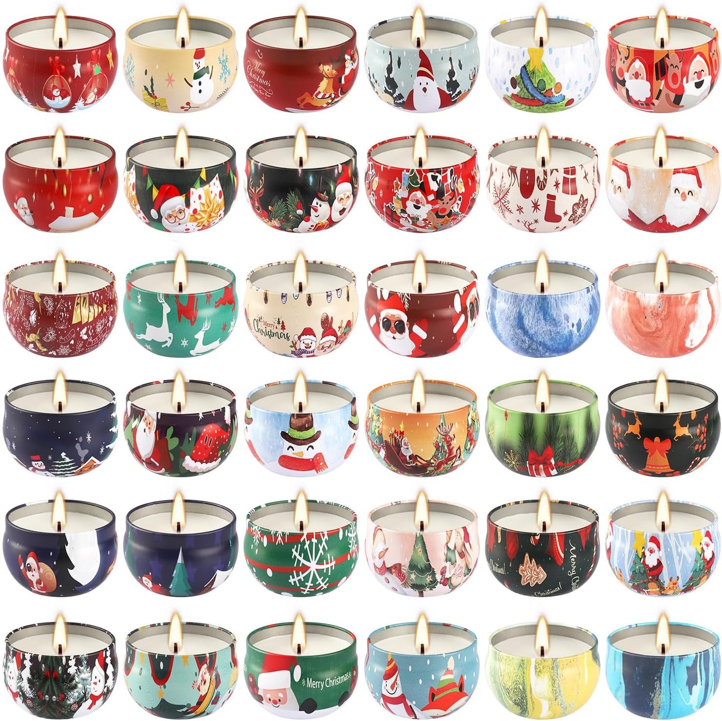 36 Pack Christmas Scented Candles Gift Set 2.5oz Strong Fragrance jar Candles Natural Soy Wax Candles Portable Travel Tin Jar Candles Gifts for Home Scented Decoration Birthday Valentine'sDay