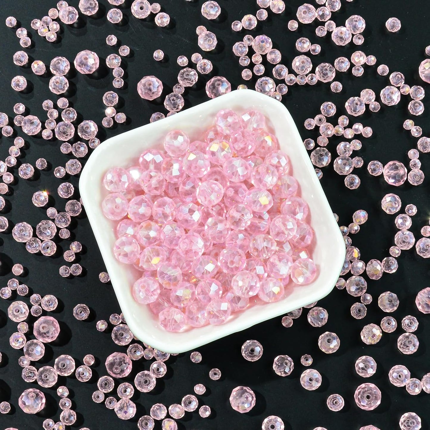 1200Pcs 4mm Crystal Glass Beads for Jewelry Making Beads for Bracelets Necklace Pendants Making Supplies(Pink)