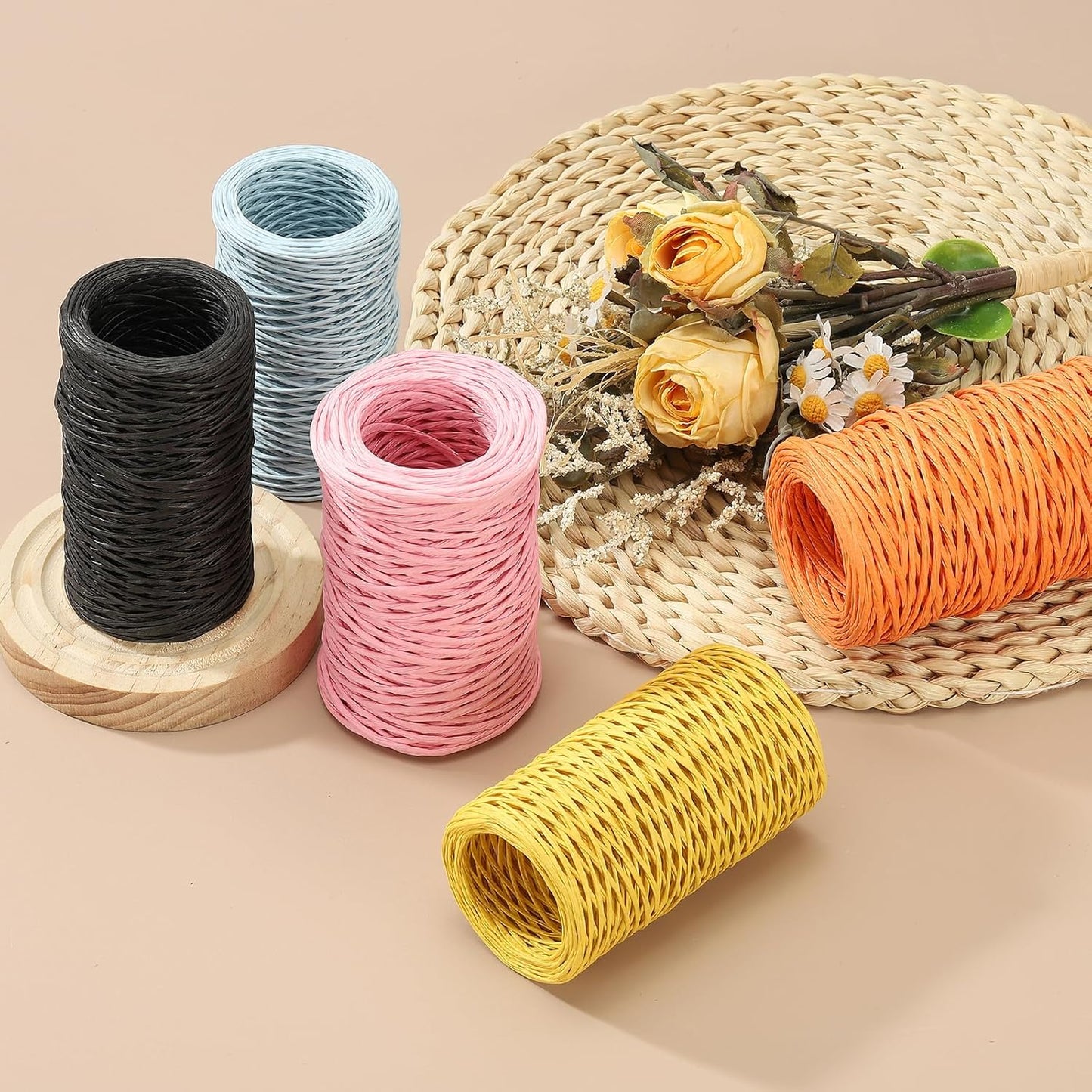 uxcell 55 Yards Floral Bind Wire Wrap Twine, 1mm Floral Wire Vine Bind Wire Rustic Craft Wire for DIY Projects Flower Bouquet Making Wreath Gift Wrapping Wedding Decoration, Khaki