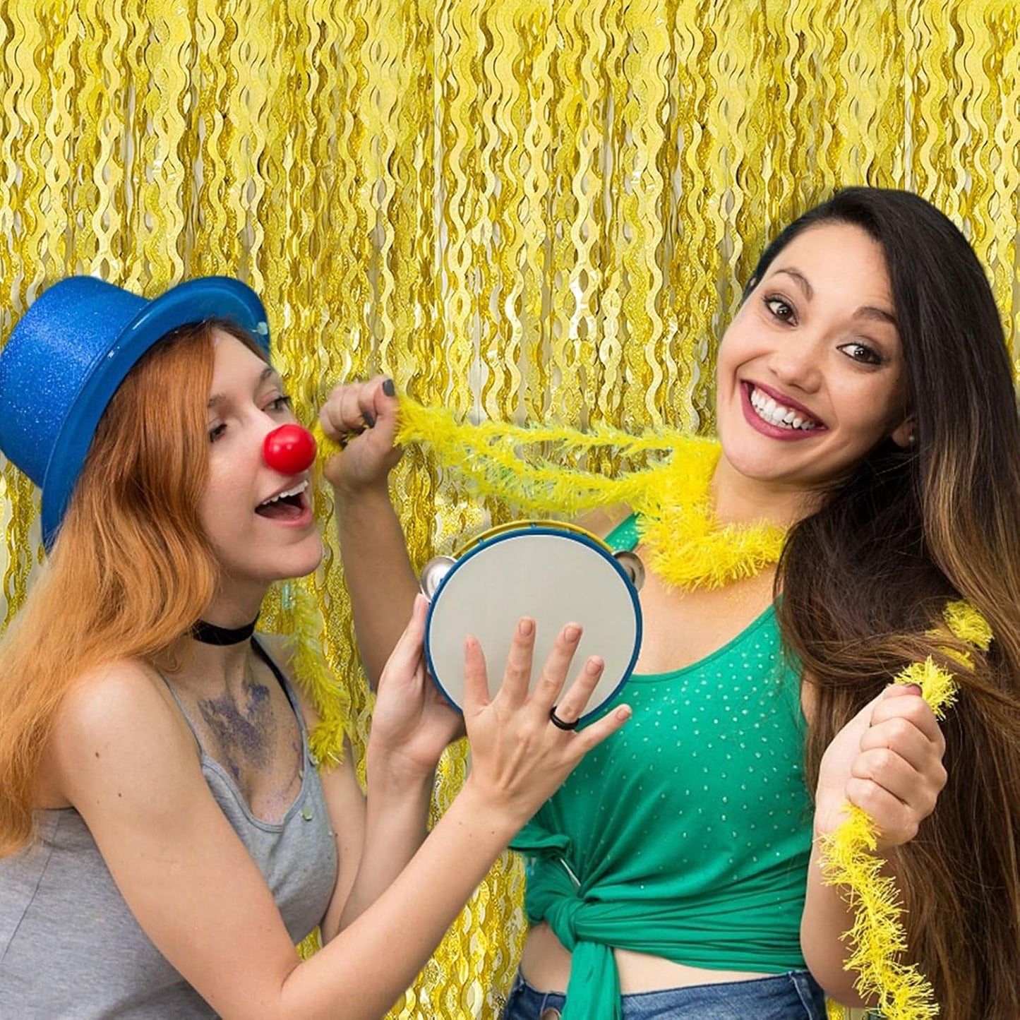 Gold Backdrop Birthday Decorations Foil Curtain Backdrop Gold Streamers Dance Party Decorations Photo Booth Props for Bachelorette Decorations Christmas Halloween New Years Eve Party Supplies