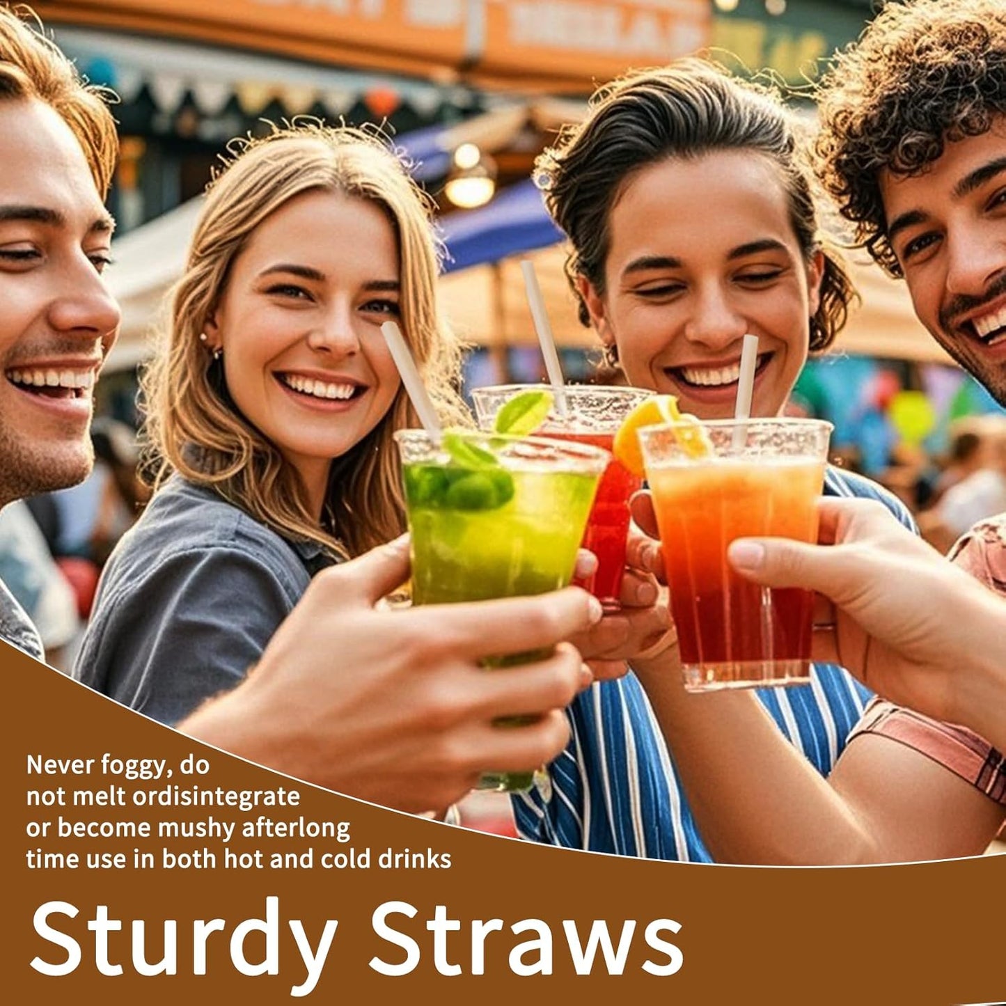 400 Pcs Sugarcane Straws Disposable, 5 In Drinking Agave Long Edible Compostable Biodegradable Cocktail Straws, Natural Brown Juice Coffee Tea Bulk Straw, Sturdy Straw for Drinks Home Restaurant