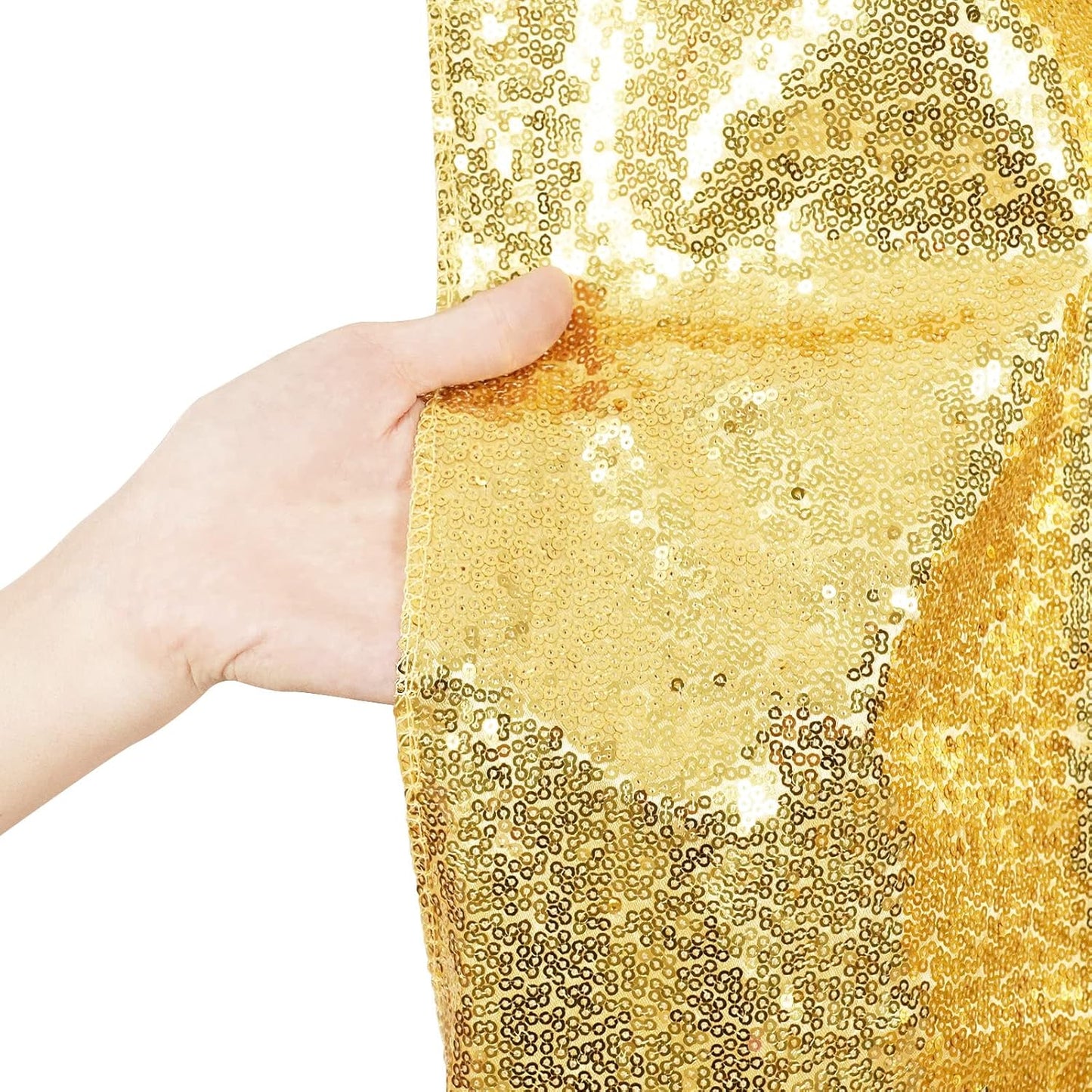 Poise3EHome 7Ft x 7Ft Gold Sequin Backdrop, Glitter Thick Satin Sequin Background Drapes Sequence Xmas Thanksgiving Backdrop for Wedding Party Holiday Festival Decor