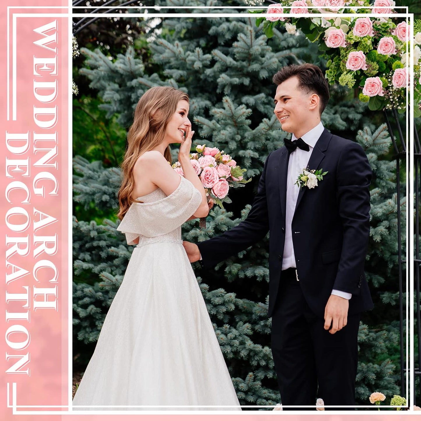 8 Bundles Artificial Peonies Flowers Boho Faux Flowers Arrangements Artificial Centerpiece Spring Bouquet Floral Wedding Decoration for Vase(Pink)