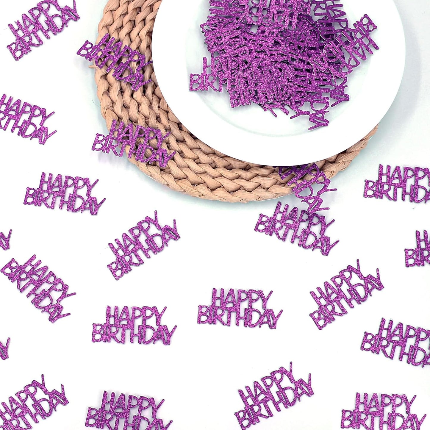 Purple Happy Birthday Confetti Girl Birthday Party Decorations Glitter Table Scatters for Adult Women Birthday Anniversary DIY Crafts Party Supply 100PC