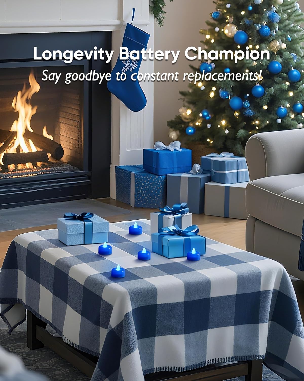 Amagic 12 Pack Blue Flameless LED Tea Lights Candles Battery Operated, Electric Fake Tealight Candles for Wedding, Table Centerpiece, Home Decor, Gift, Party, Halloween, Christmas, Proposal