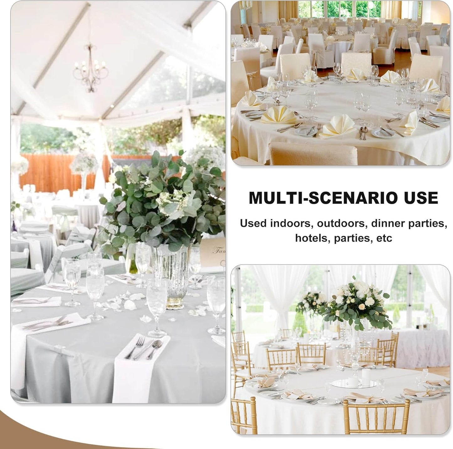 Fitable 6 Pack Burgundy Tablecloths for Round Tables - 108 Inches in Diameter - Stain Resistant and Washable Table Clothes, Polyester Fabric Table Covers for Wedding, Party, Banquet, Formal Events