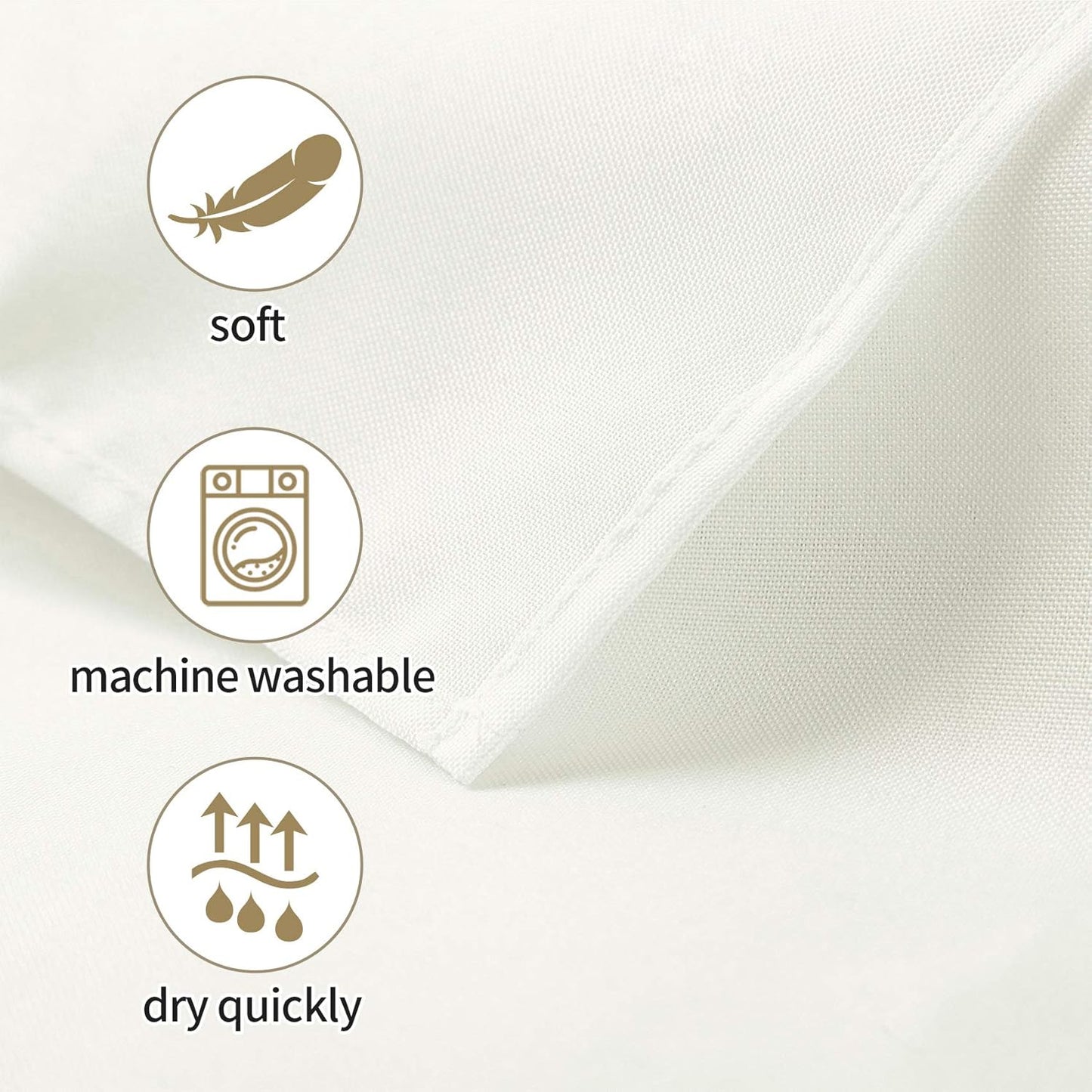 Ascoza 2pack 90x90 Inch Ivory Square in Polyester Fabric Tablecloth for Wedding,Banquet,Restaurant and Parties