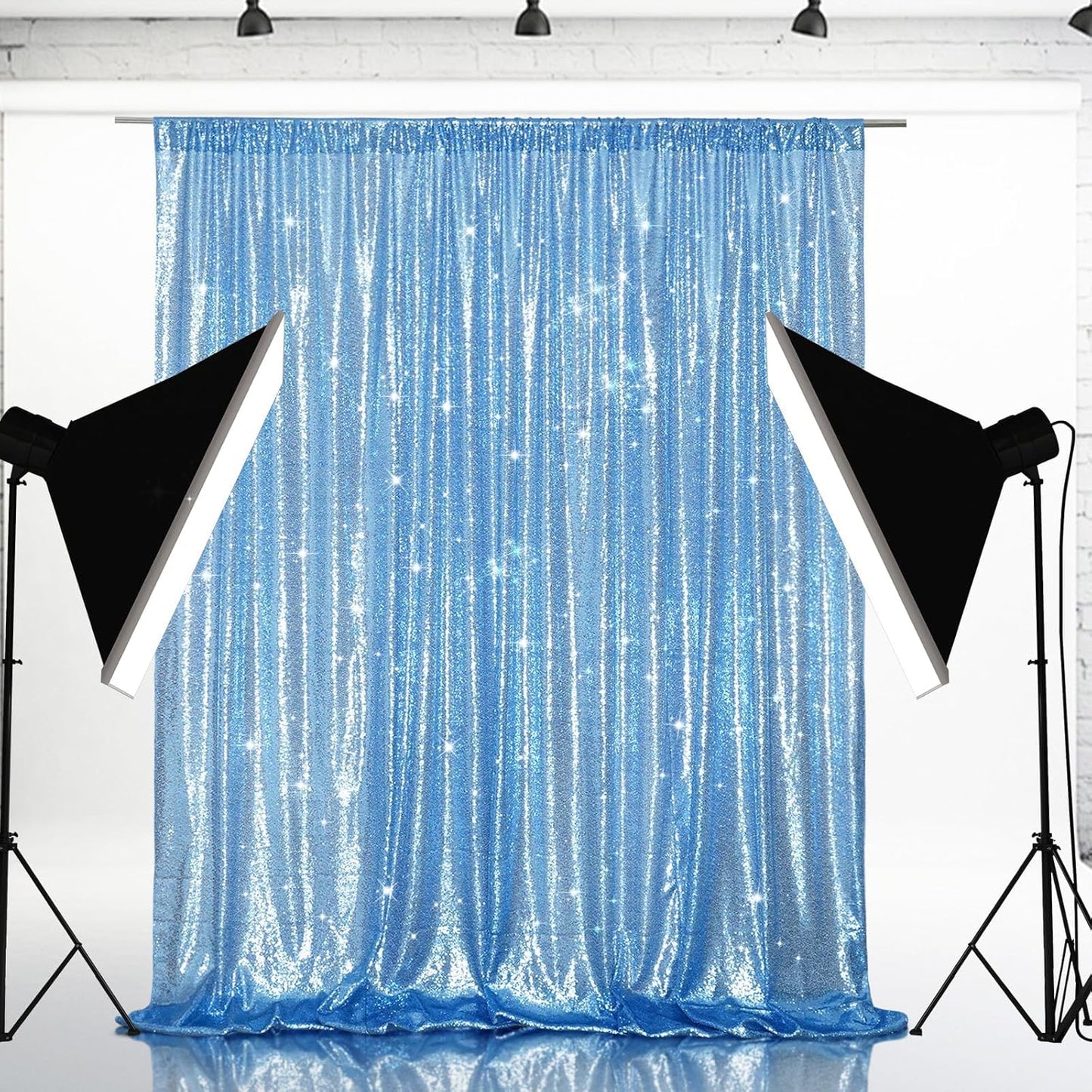 Eternal Beauty Baby Blue Sequin Backdrop, 6x6 Ft Glitter Background Curtains for Shimmer Photography Party Wedding Birthday Back Drop Decor