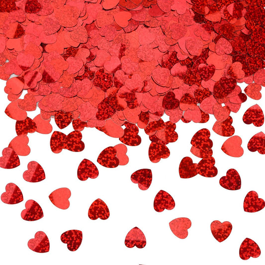 MARFOREVER Red Hearts Confetti - Valentines Day Glitter Heart Table Decorations for Wedding, Bridal Shower, Birthday & Engagement Parties