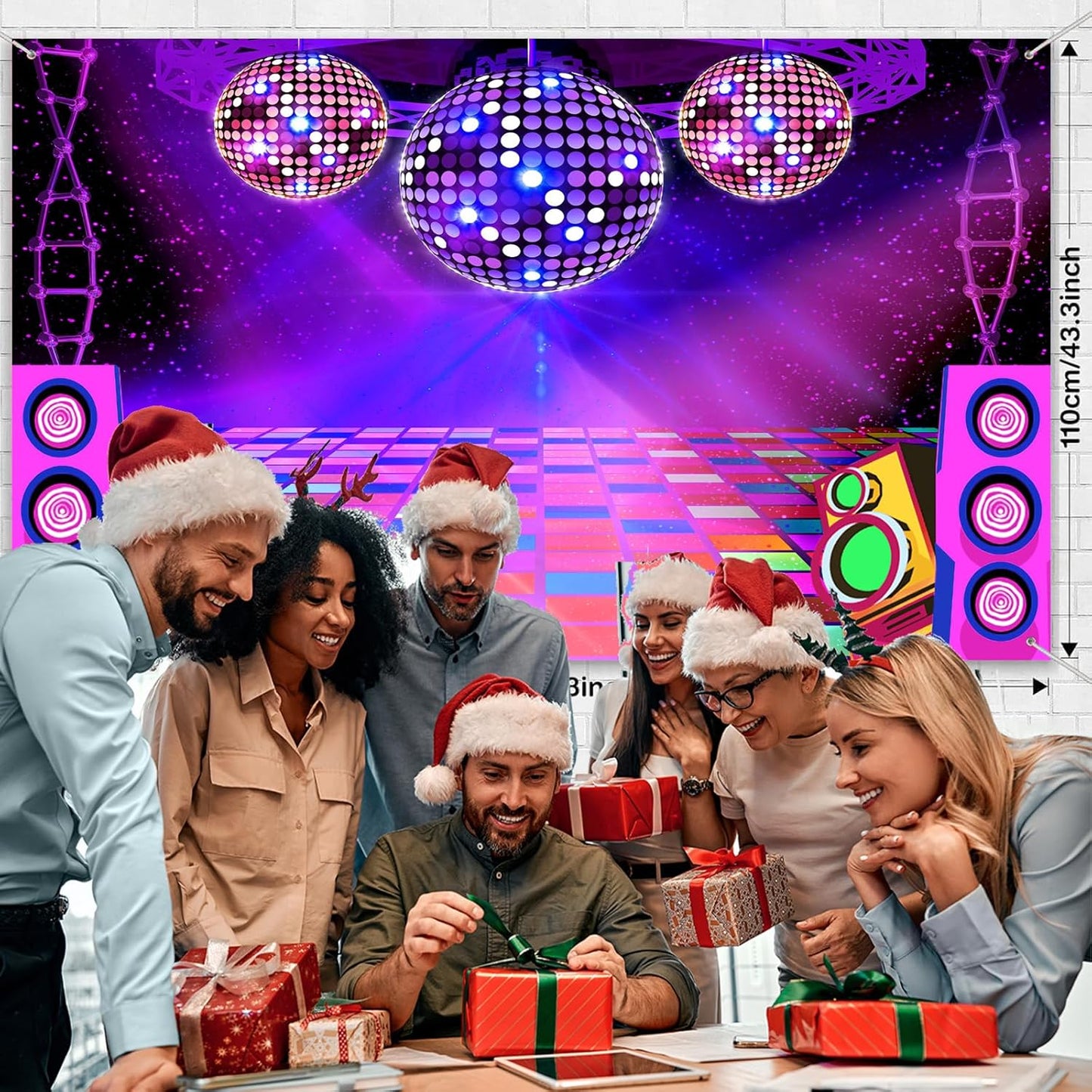 Dance Party Backdrop Retro 80s 90s Theme Stage Dance Ball Music Birthday Party Decoration DJ Photography Background 15 x 10 ft for Baby Shower Picture Photo Shoot Polyester Fabric,Purple