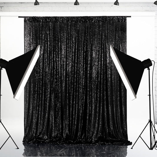 Eternal Beauty Black Sequin Backdrop, 10x10 Ft Glitter Background Curtains for Shimmer Photography Party Wedding Birthday Back Drop Decor