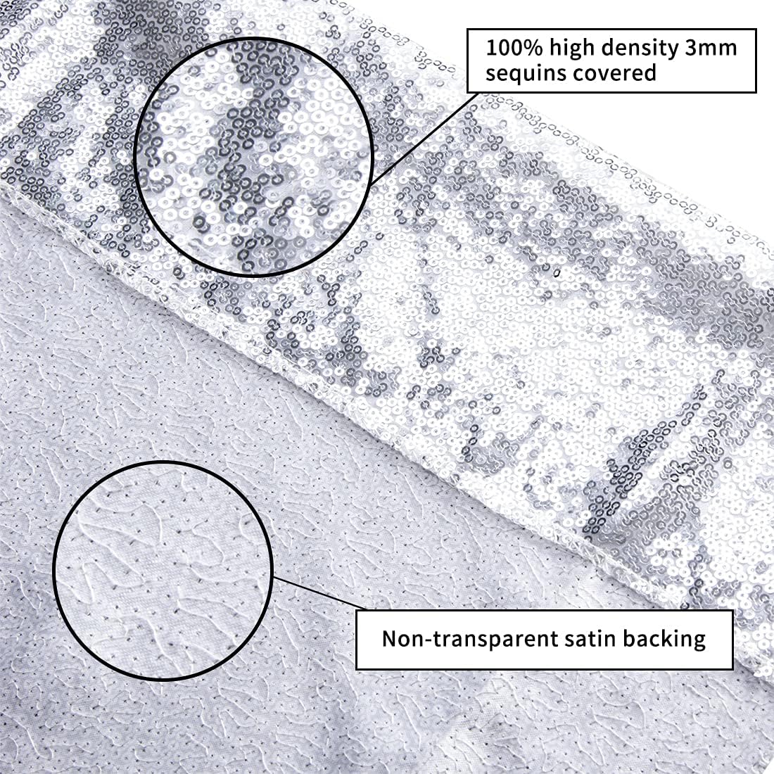 Poise3EHome 6Ft x 6Ft Silver Sequin Backdrop Curtain, Glitter Thick Satin Background Drapes, Sparkly Opaque Photography Curtain, Sequence Xmas Thanksgiving Backdrop for Wedding Party Decor