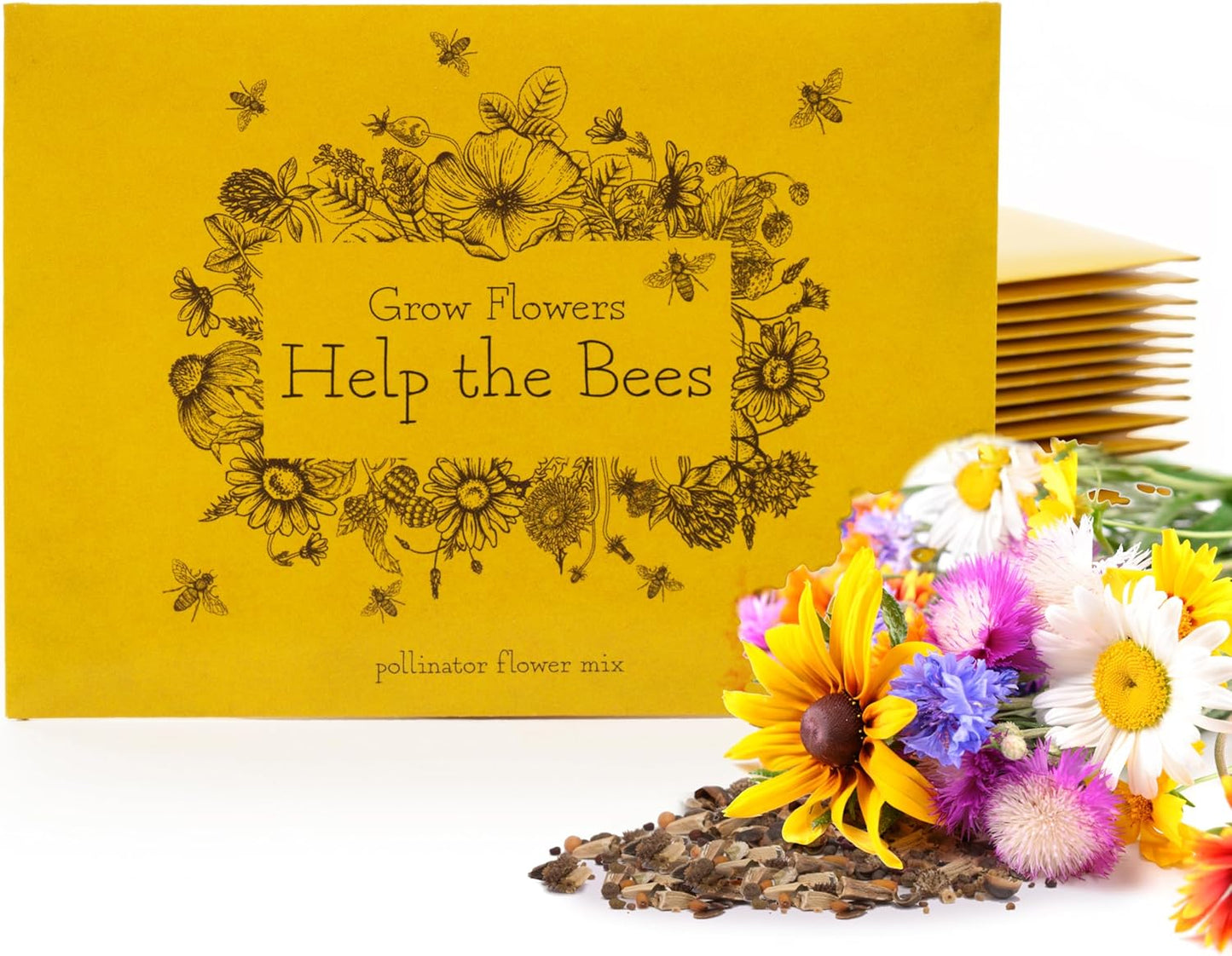 Bentley Wildflower Pollinator Mix, 25 Non-GMO Packets for Garden Planting, Non-Coated Flower Seeds to Grow Plants and Help Bees, Beautiful Gift