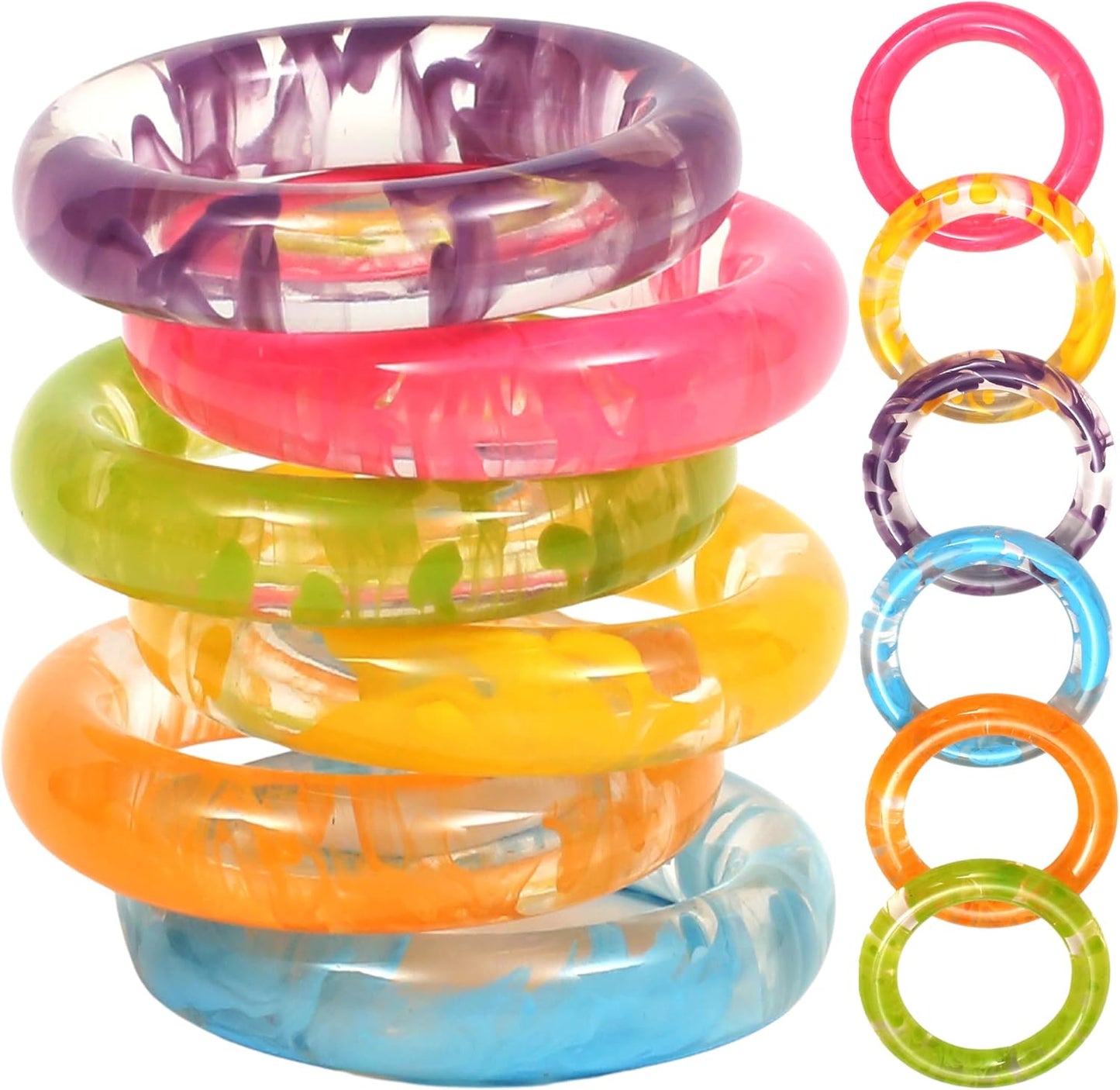 Napkin Rings Set of 12 - Epoxy Resin Napkin Holder Cuffs for Dinner Table Décor - Farmhouse Modern Serviette Rings for Weddings, Parties, Receptions, Banquets, Daily Use (Pastel) - CLEENTABLE