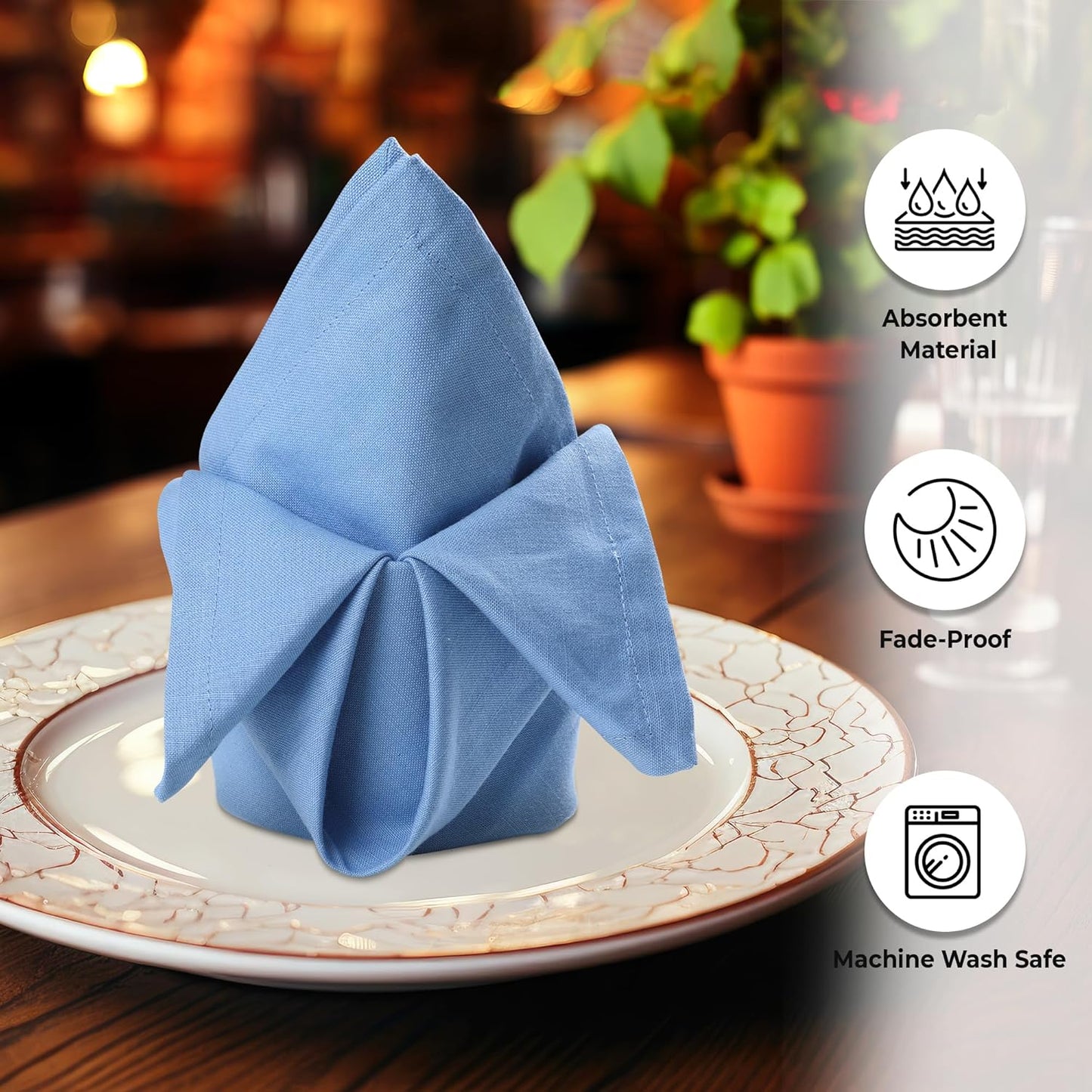 Urban Villa Ice BlueNapkins Solid Set of 12 Cloth Dinner Napkins Size 20x20 Inches Cloth Napkins 100% Cotton with Mitered Corners Ultra Soft DinnerNapkins