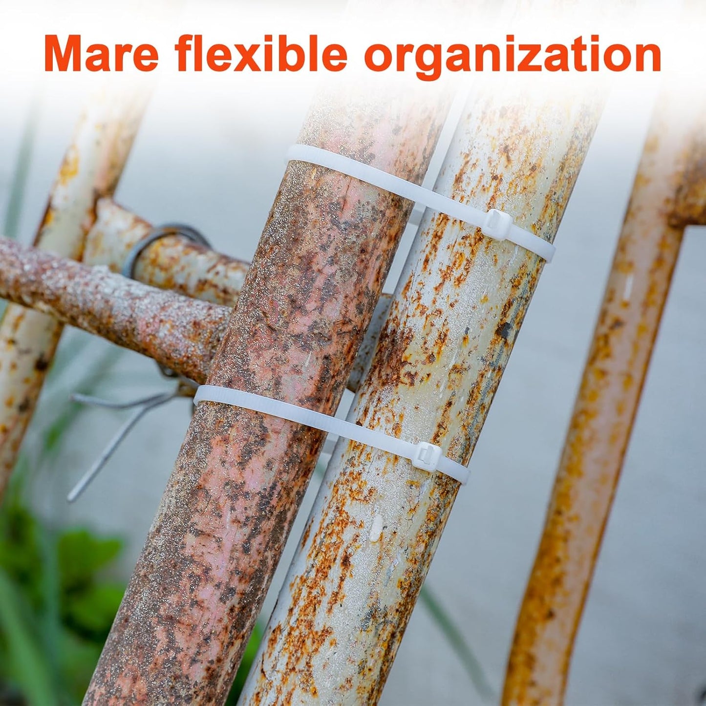 26 Inch White Long Zip Ties,60 LBS Tensile Strength Heavy Duty Large Cable Wire Ties With Self-Locking Adjustable More Durable Nylon Tie Wraps for Indoor Outdoor（100 Pack）