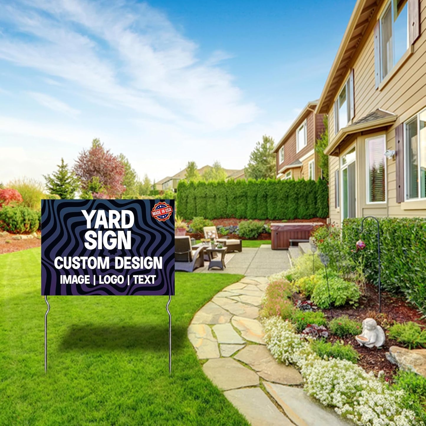 Custom Yard Signs with Metal Stakes (24”x18”) – by DreamController | Personalized Lawn Signs for Businesses, Events & Campaigns | HD Printed Outdoor Signage | Made in USA