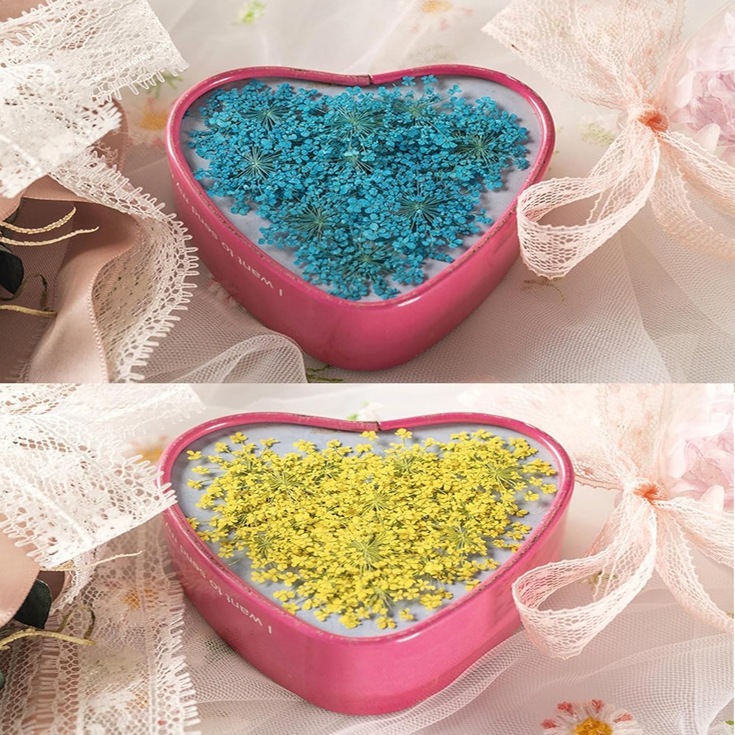 60 Pcs Dried Pressed Flowers for Resin DIY Art Crafts Natural Dry Floral Epoxy Jewelry Real Lace Flower Decor Cakes Phone Cases Candles Handmade Soap Mix Lace Flower