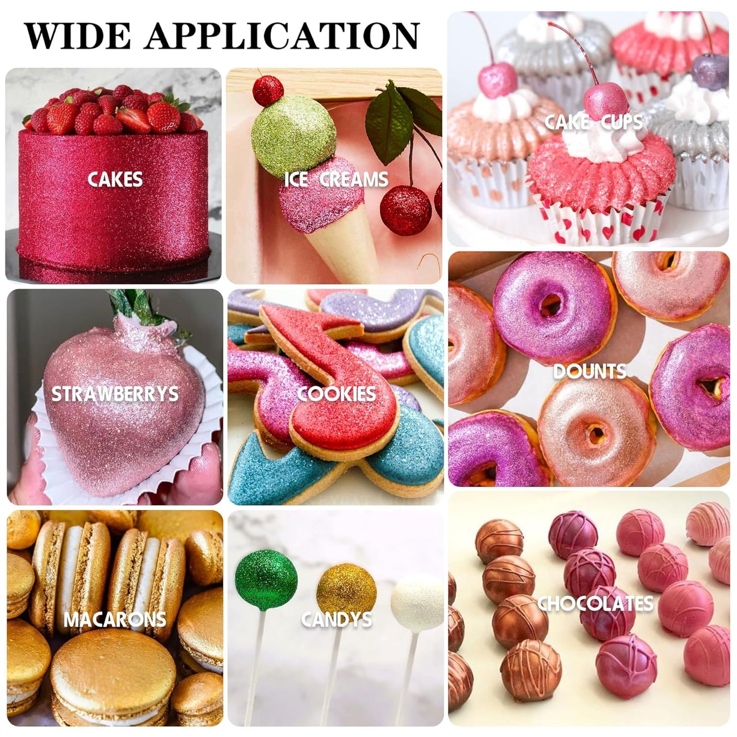 Edible Glitter - 4 Colors 5g / Bottles Luster Dust Edible Glimmer Powder for Sparkling Drinks, Foods, Wine, Cake, Beverage - Food Grade Shimmer Dust Powder for Cocktails, Baking, Halloween Decoration