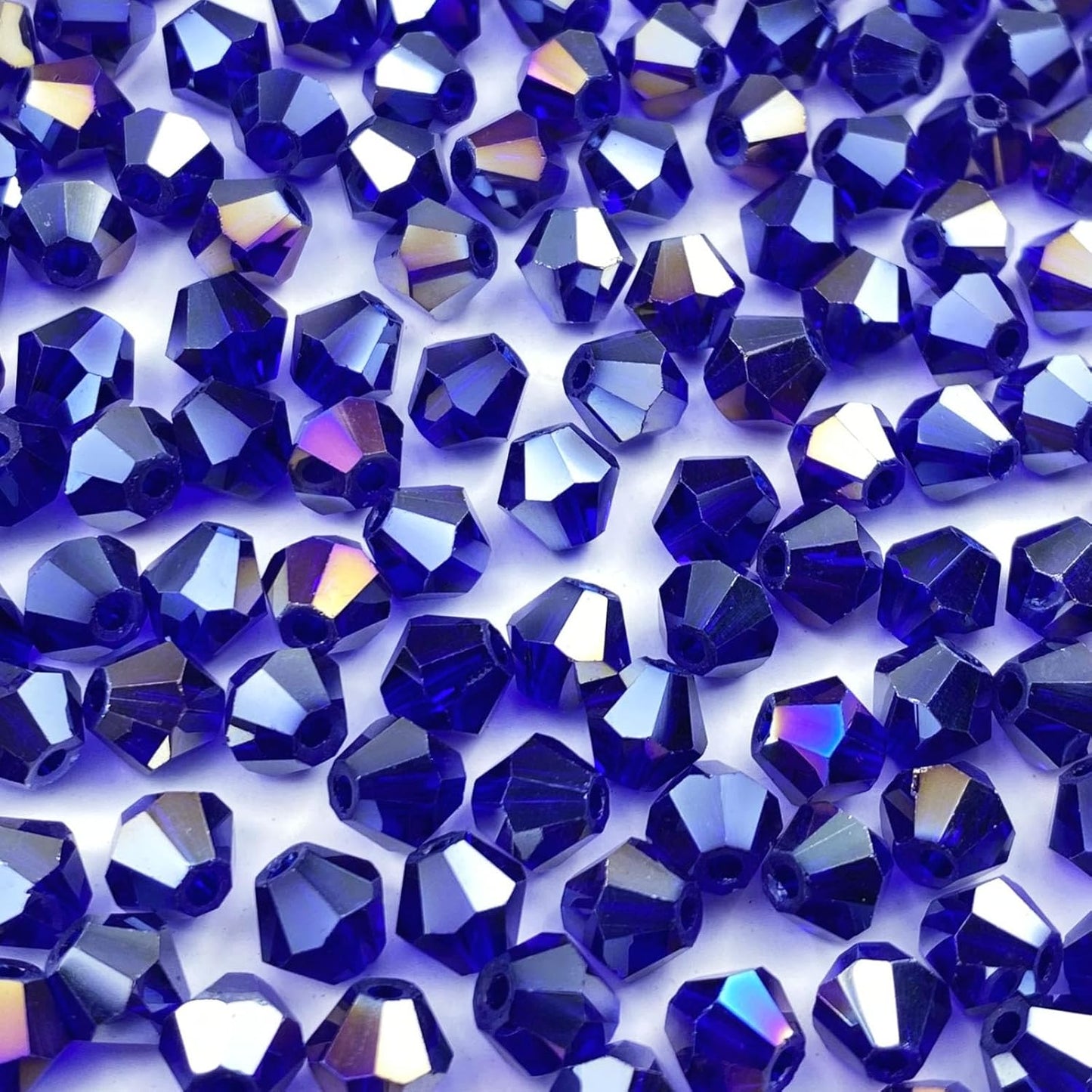 250pcs 6mm Bicone Crystal Glass Beads Loose Spacer Beads Faceted Craft Beads for Jewelry Making DIY Necklace Bracelet Earring Wind Chimes Suncatchers Ornamen(Sapphire AB)