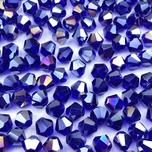 400pcs 4mm Bicone Crystal Glass Beads Loose Spacer Beads Faceted Craft Beads for Jewelry Making DIY Necklace Bracelet Earring Wind Chimes Suncatchers Ornamen(Sapphire AB)