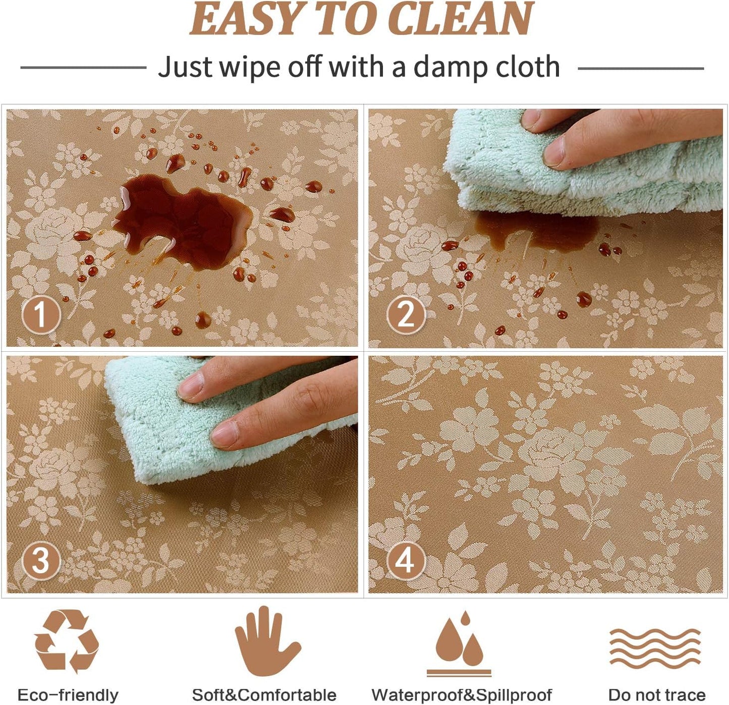 Smiry Rectangle Table Cloth, Waterproof Heavy Duty Vinyl Tablecloths, Wipeable Washable Table Cover for Kitchen and Dining Room (Brown, 54" X 108")