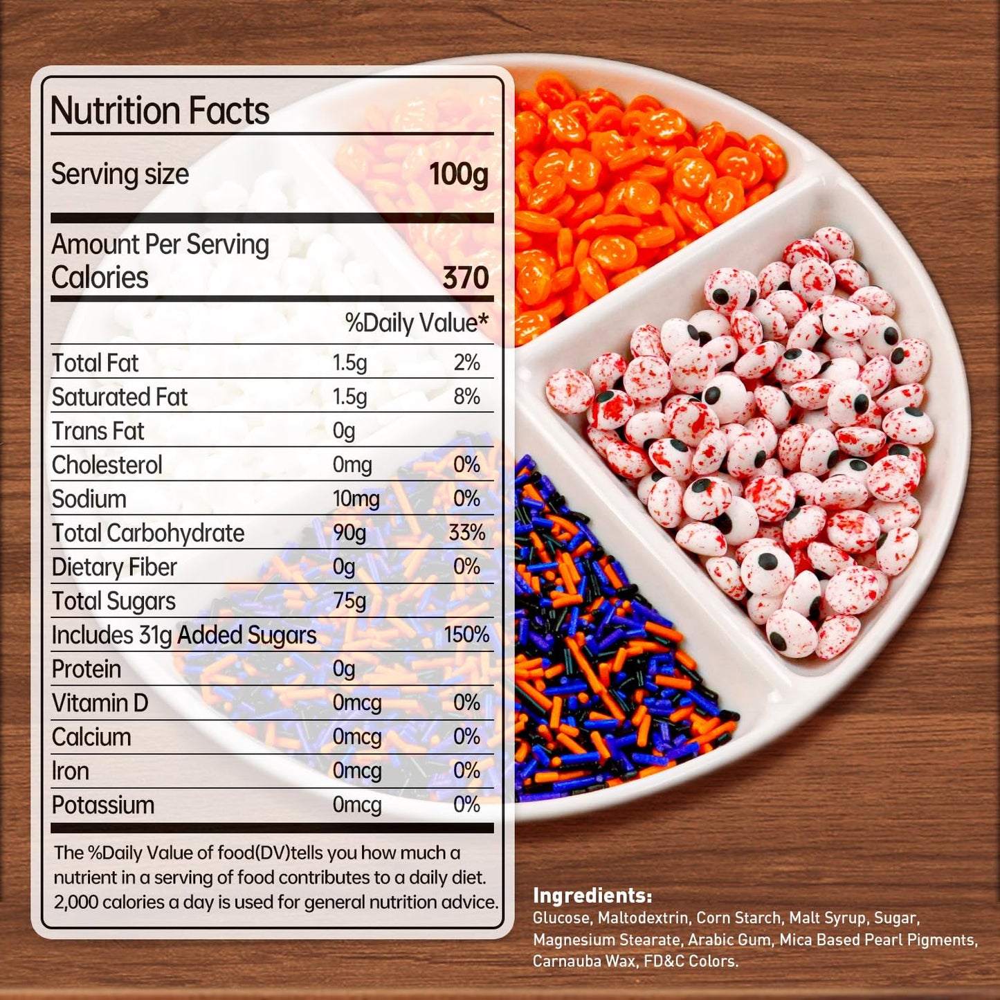 Halloween Sprinkles for Cake Decorating, Edible Candy Eyeballs, Pumpkin Sugar Sprinkles Mix, 160g/5.64oz, Perfect for Cake Decoration, Cupcake Decorations Ice Cream Toppings