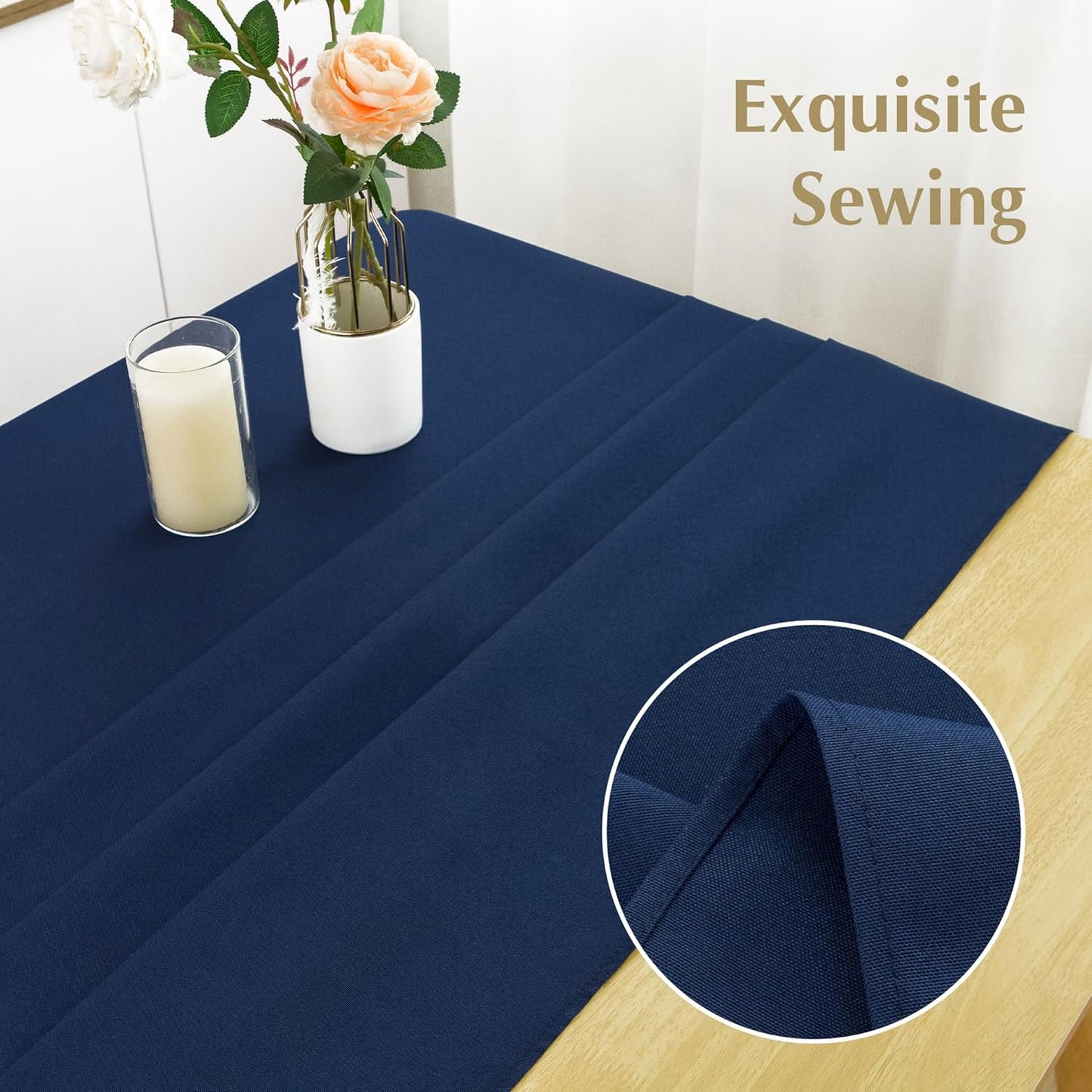 2 Pack Square Table Cloth 70X70 Inch Navy Washable Fabric Tablecloth Polyester Solid Dining Table Cover for Birthday Party Dinner Holiday Outdoor Indoor