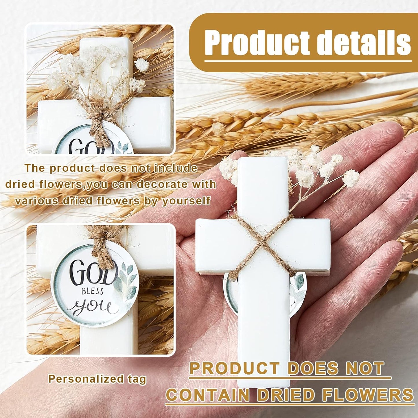 50 Pcs Cross Soap Baptism Favors, Baby Baptism Favor Scented Soap First Communion Gifts for Guests Party Wedding Birthday Gift Bridal