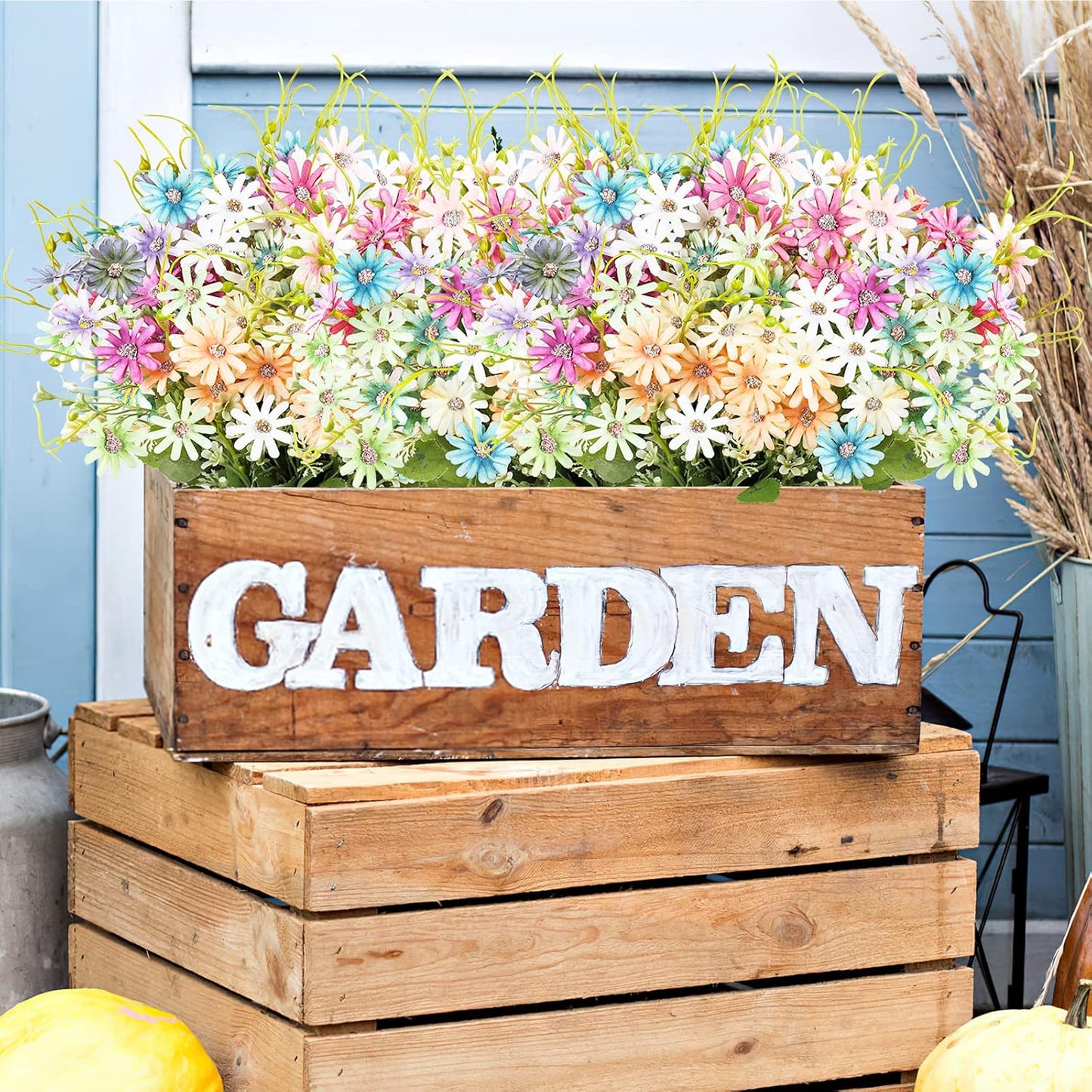 AmyHomie 6 Bundles Wildflowers Fake Daisy Outdoor Artificial Flowers UV Resistant Silk Wild Flower Bouquets Bulk Faux Plants Plastic Greenery for Decoration Vase Floral Spring Home Decor