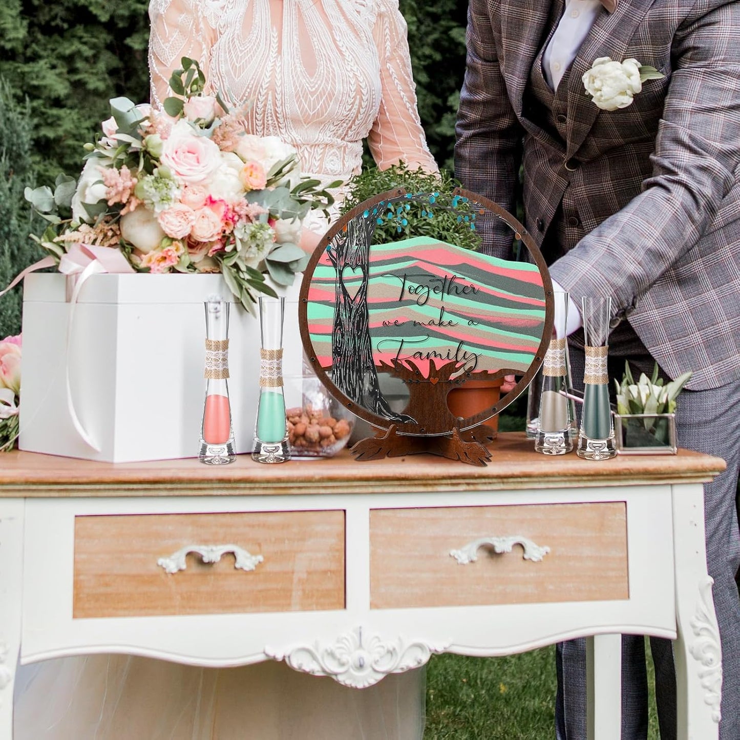 Anglechic Wedding Unity Sand Blended Family Sand Ceremony Kit Set Rustic Wedding Unity Ceremony Decorations for Bridal Shower Party Reception