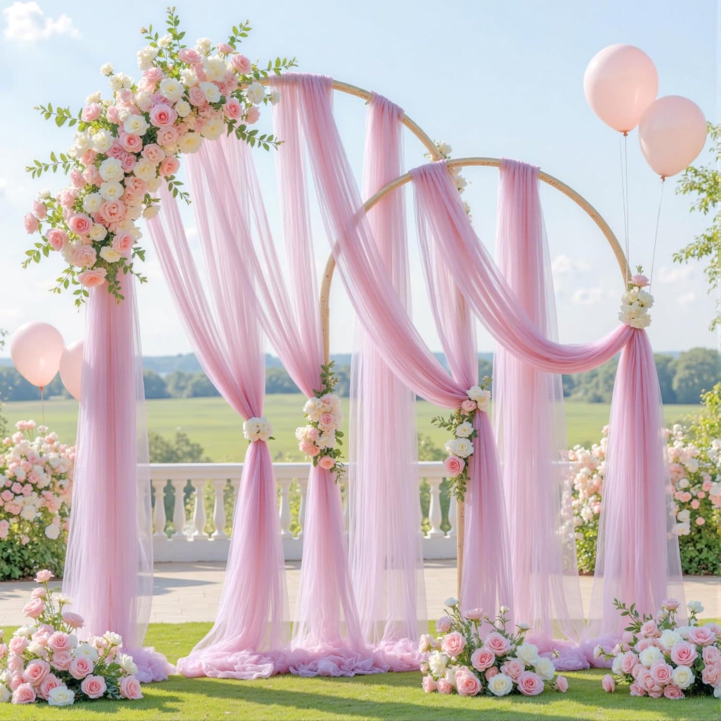 Wedding Arch Draping Fabric Backdrop 1 Panel 60" x 26Ft Dusty Rose Drapes Curtains for Wedding Reception Sheer Tulle Backdrop Curtain for Ceremony Birthday Party Baby Shower Arbor Ceiling Decorations